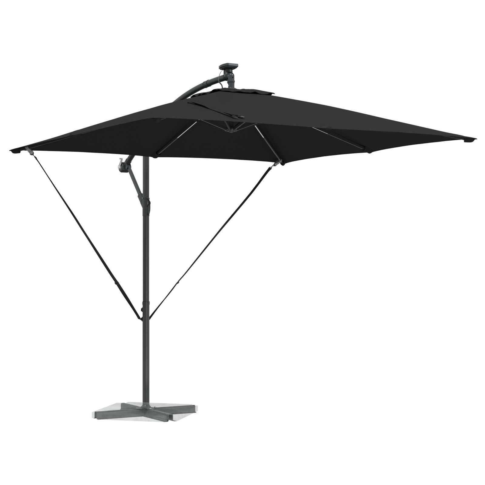 Parasol banana cu brațe cu blocare Negru 249 x 249 x 250 cm GartenMobel Dekor
