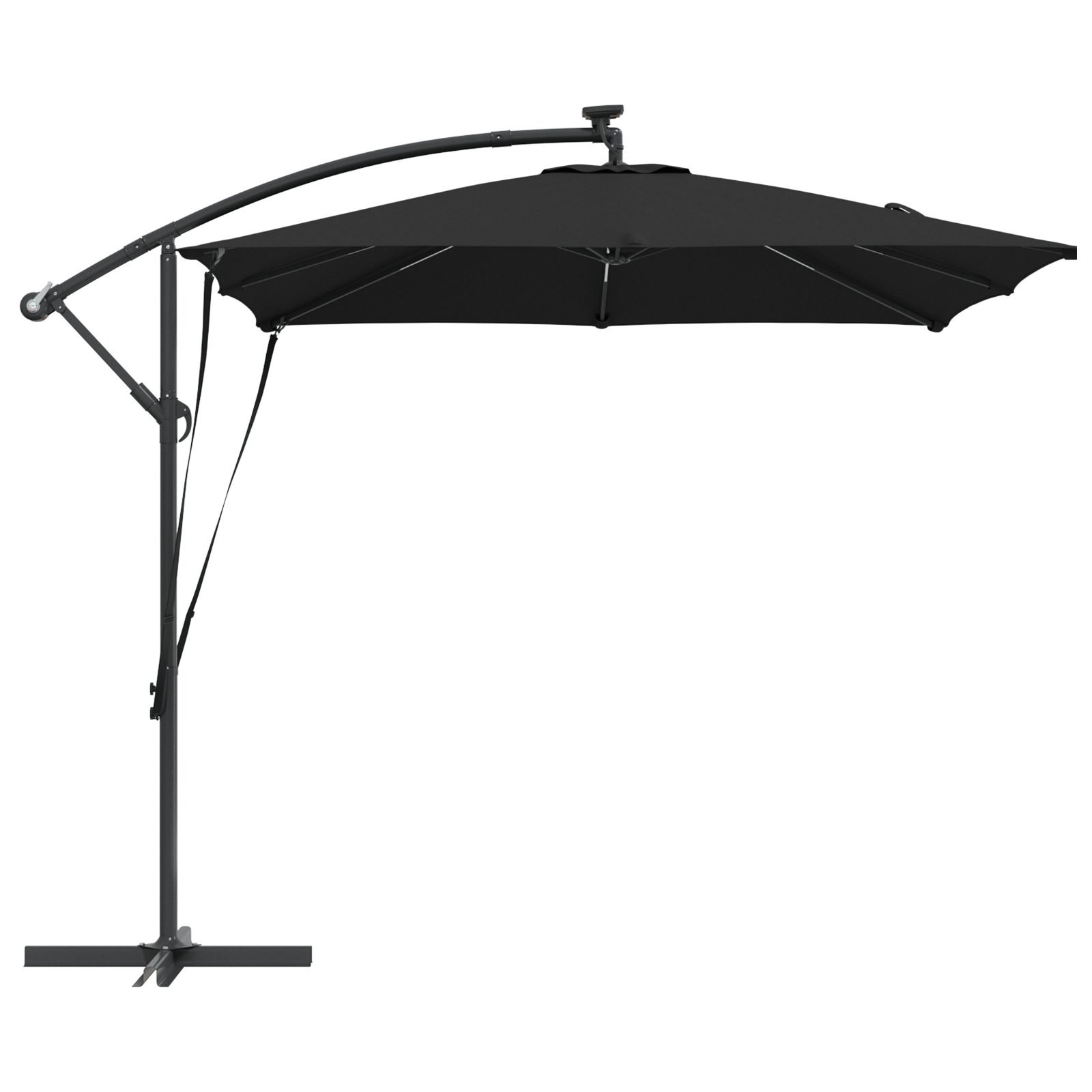 Parasol banana cu brațe cu blocare Negru 249 x 249 x 250 cm GartenMobel Dekor