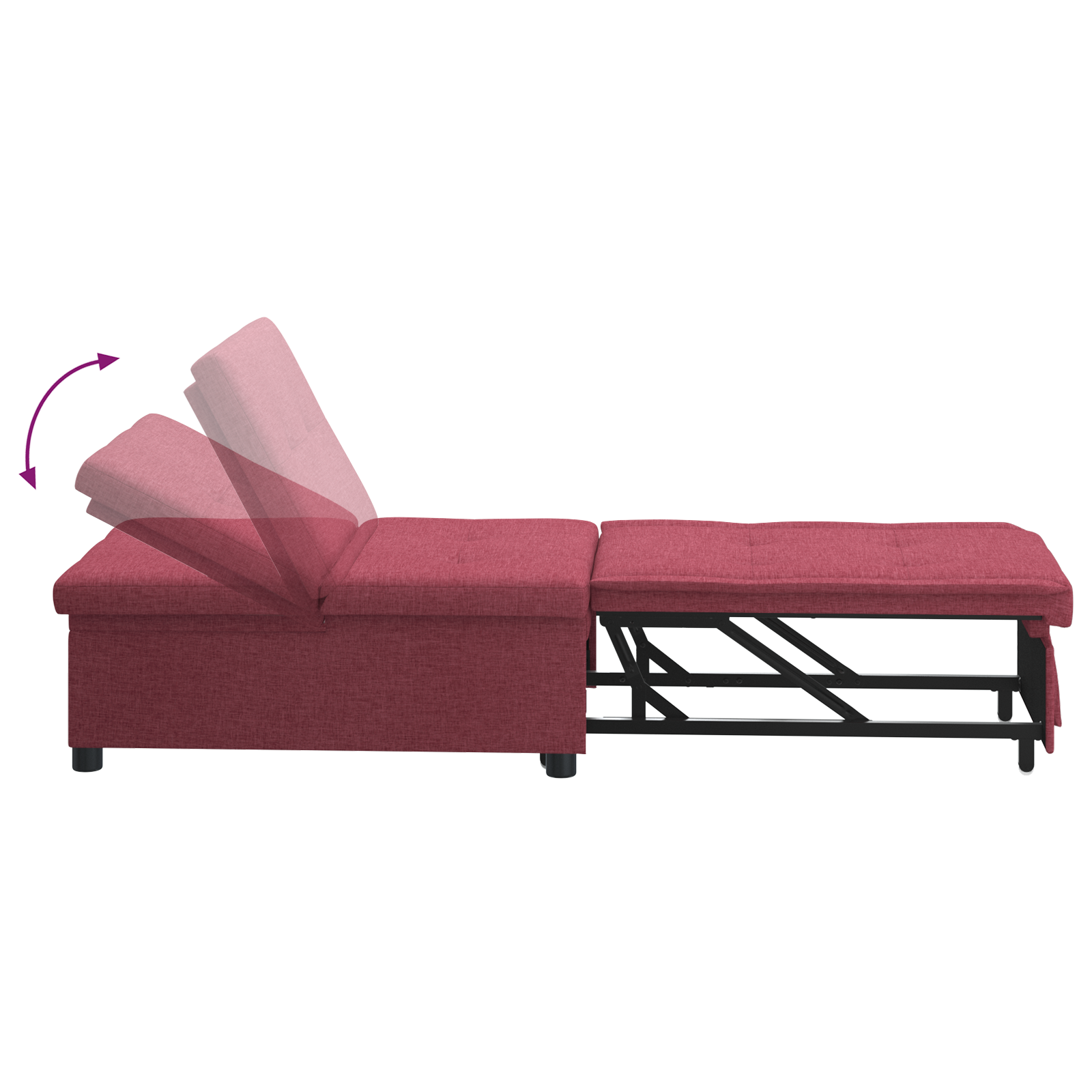 Pat canapea cu roata Manual Roșu 191 x 67 x 82 cm Tesatura GartenMobel Dekor