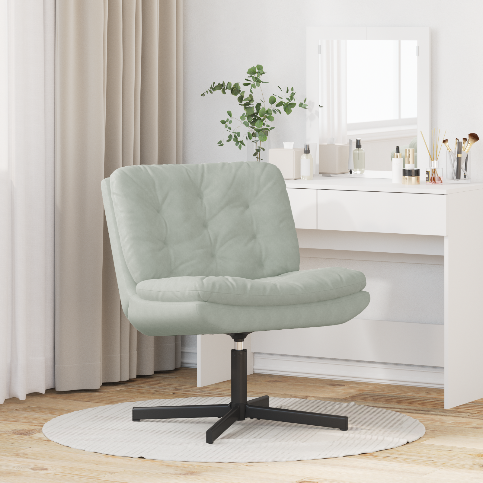 Scaun Relaxant Rotativ Gri deschis 63 x 75 x 76 cm Catifea GartenMobel Dekor