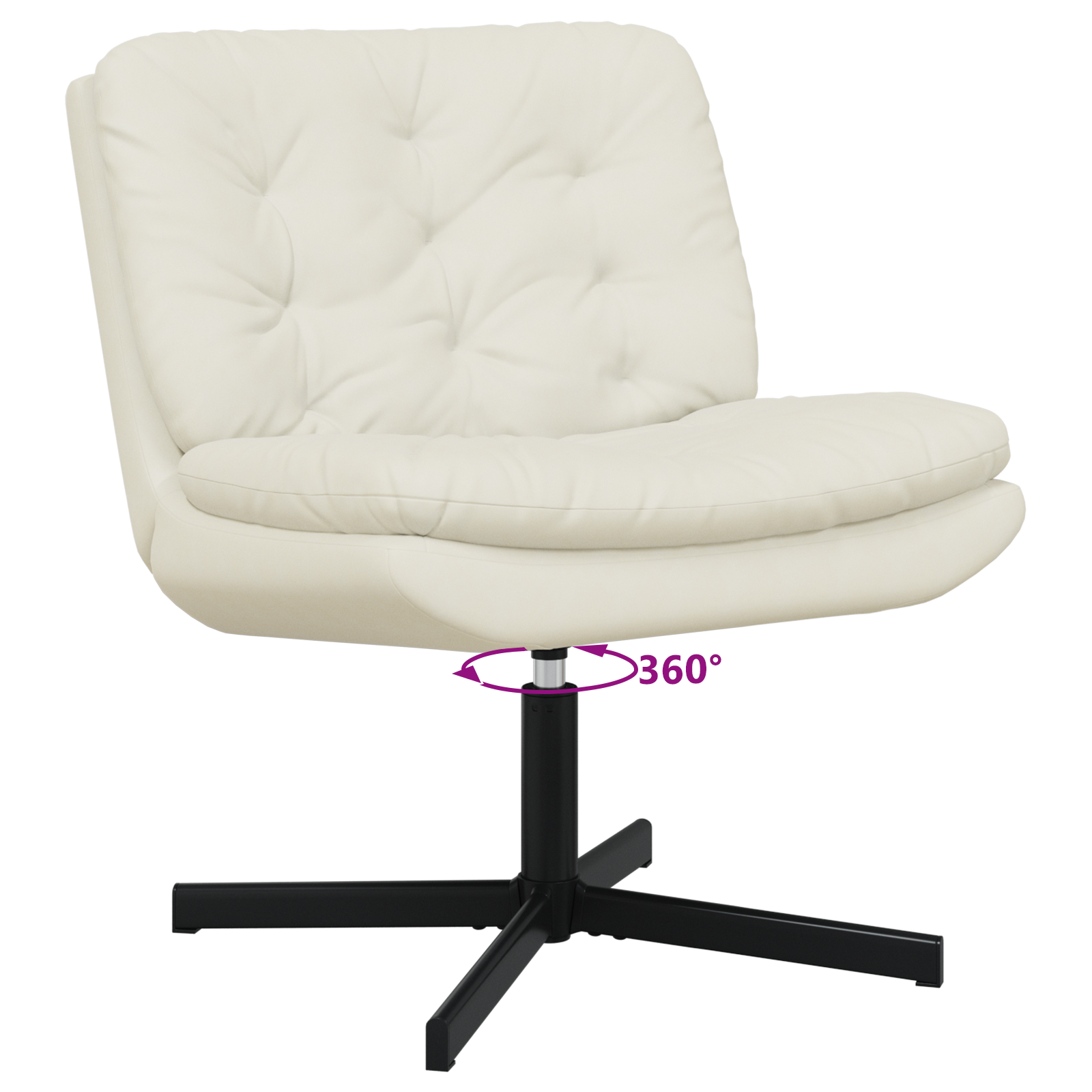 Scaun Relaxant Rotativ cu pernă Altele Manual Crem 63 x 75 x 76 cm Catifea GartenMobel Dekor