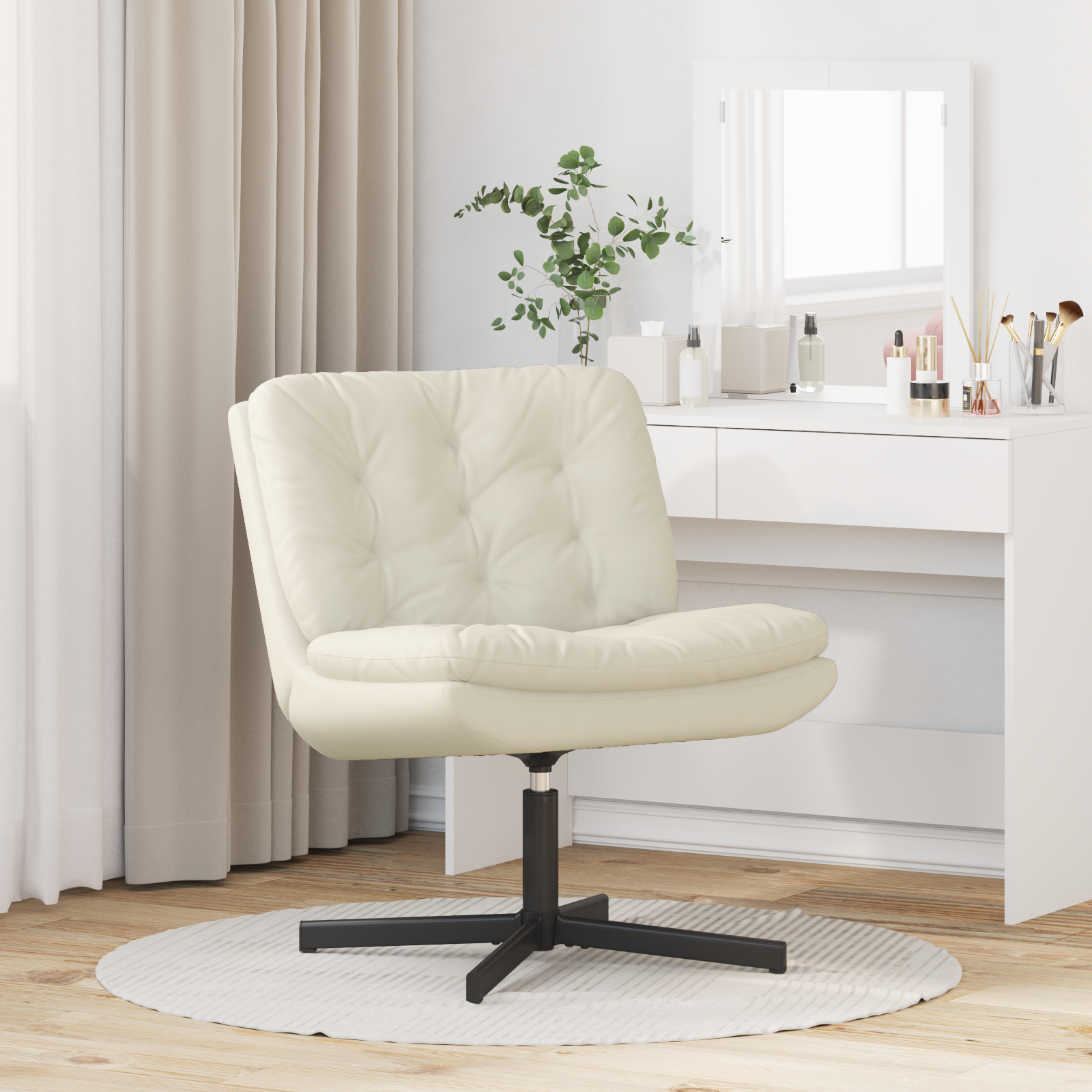 Scaun Relaxant Rotativ cu pernă Altele Manual Crem 63 x 75 x 76 cm Catifea GartenMobel Dekor