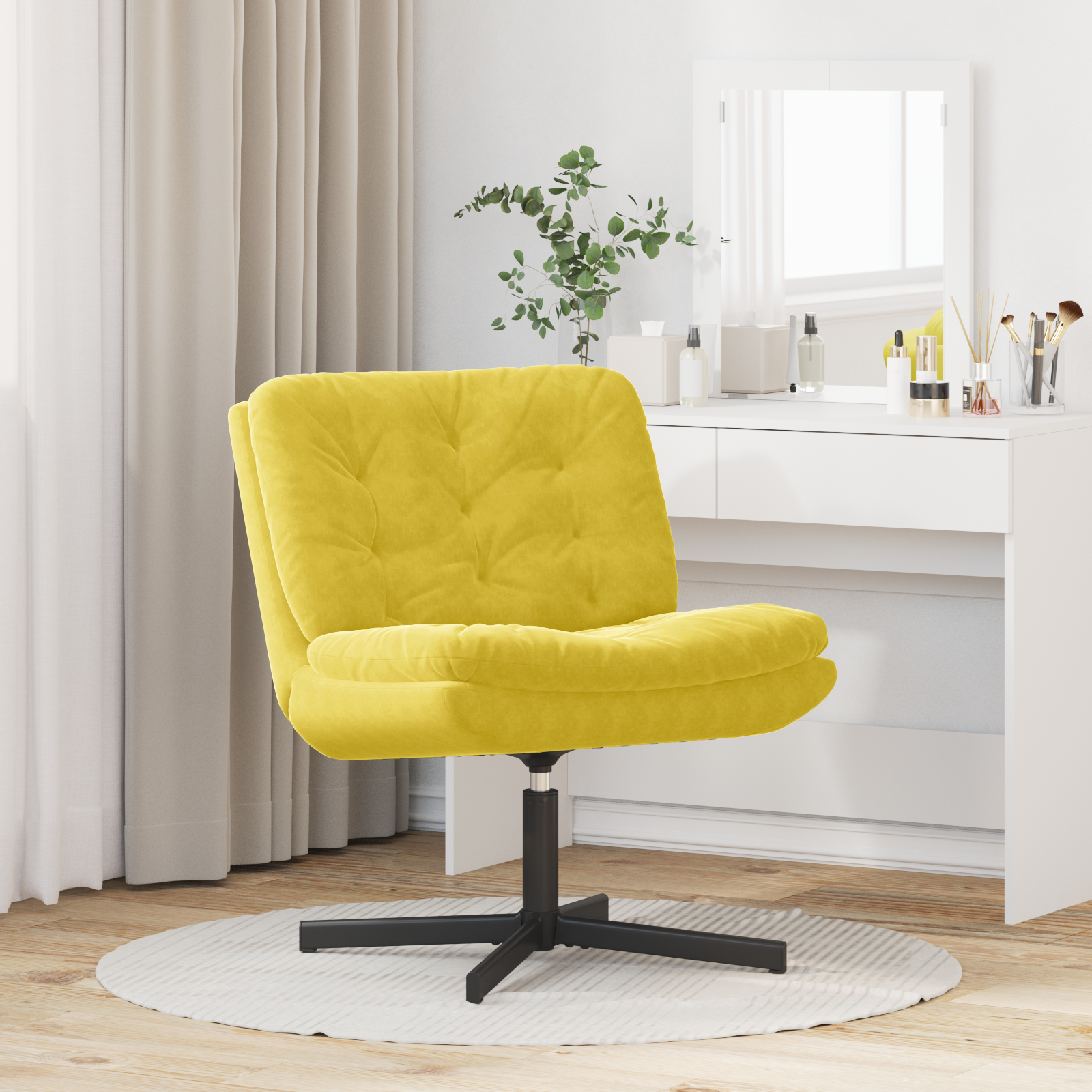Scaun Relaxant Rotativ cu pernă Altele Manual Galben 63 x 75 x 76 cm Catifea GartenMobel Dekor