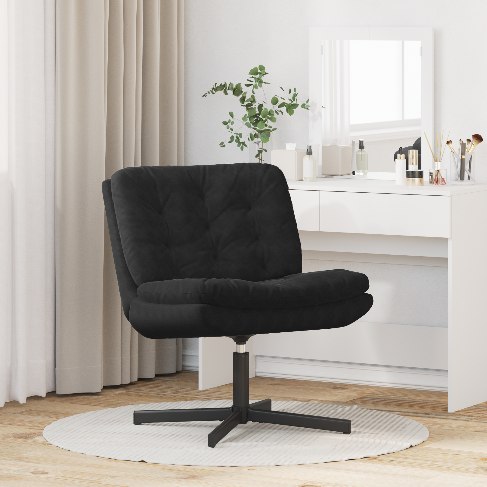 Scaun Relaxant Rotativ cu pernă Altele Manual Negru 63 x 75 x 76 cm Catifea GartenMobel Dekor