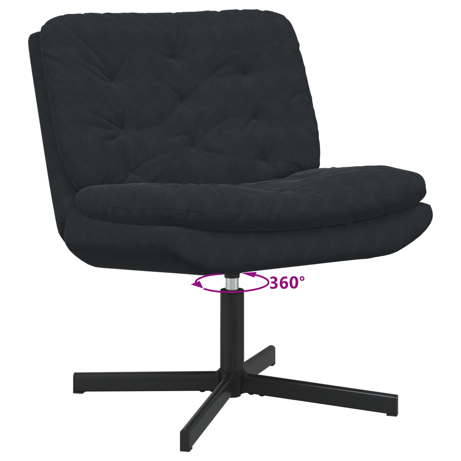 Scaun Relaxant Rotativ cu pernă Altele Manual Negru 63 x 75 x 76 cm Catifea GartenMobel Dekor