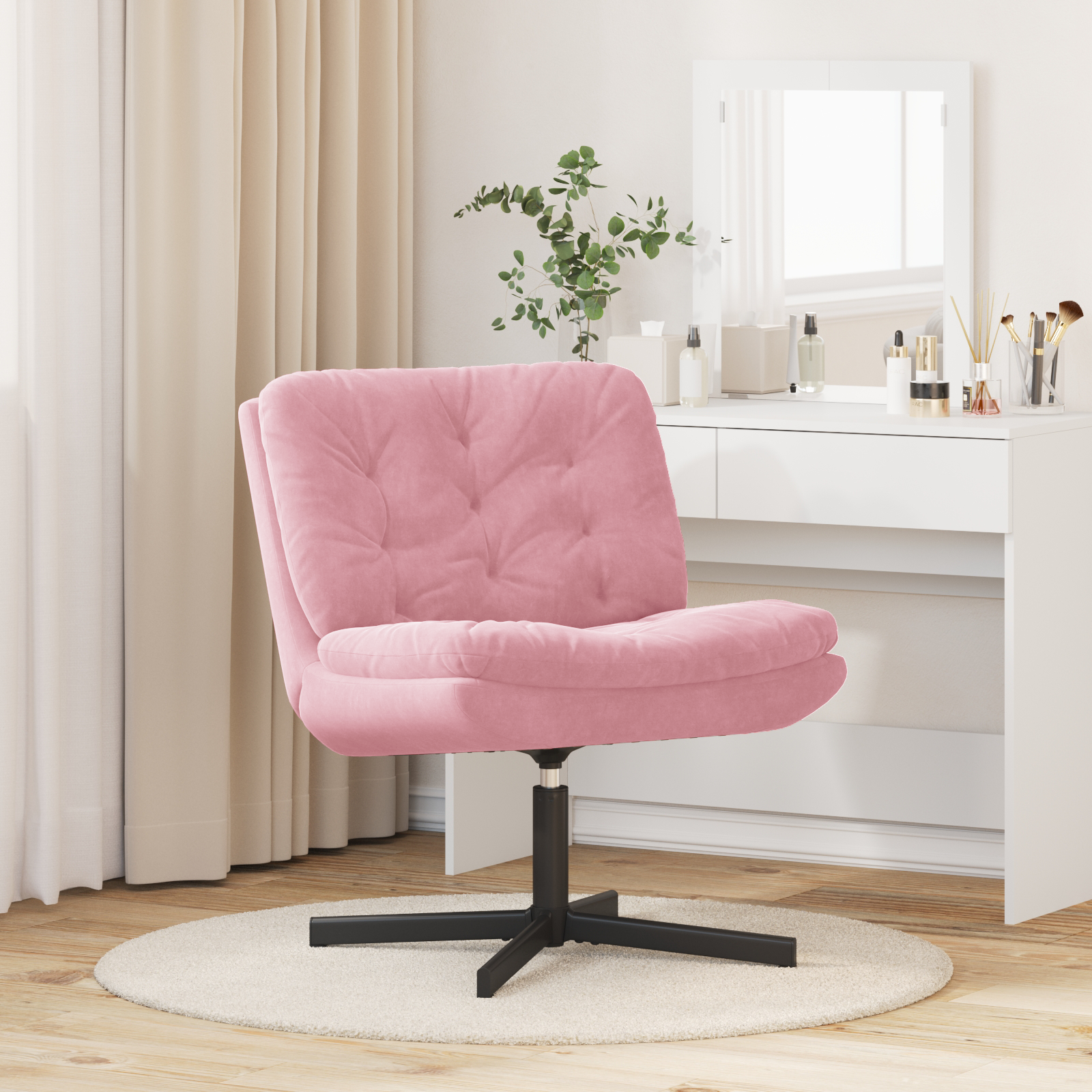 Scaun Relaxant Rotativ cu pernă Altele Manual Roz 63 x 75 x 76 cm Catifea GartenMobel Dekor