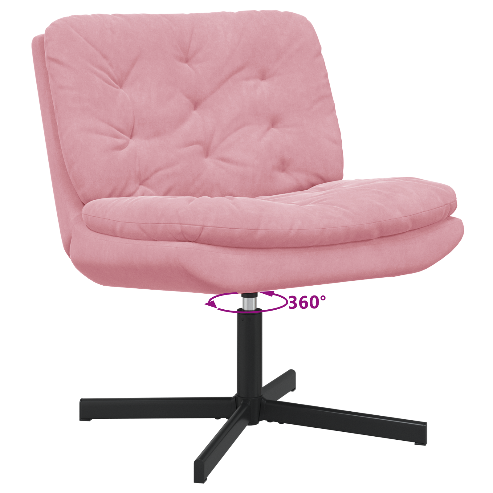 Scaun Relaxant Rotativ cu pernă Altele Manual Roz 63 x 75 x 76 cm Catifea GartenMobel Dekor