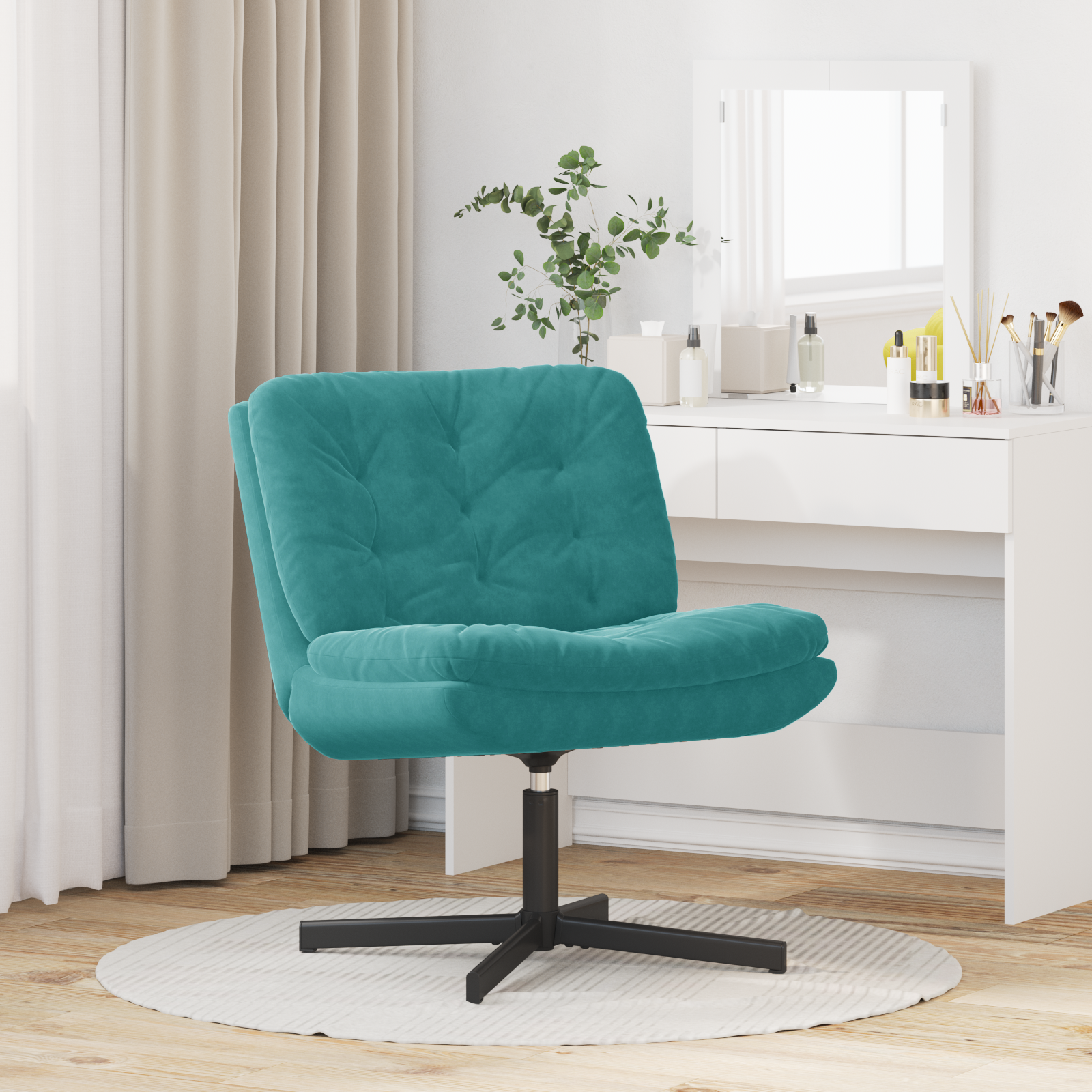 Scaun Relaxant Rotativ cu pernă Altele Manual Turcoaz 63 x 75 x 76 cm Catifea GartenMobel Dekor