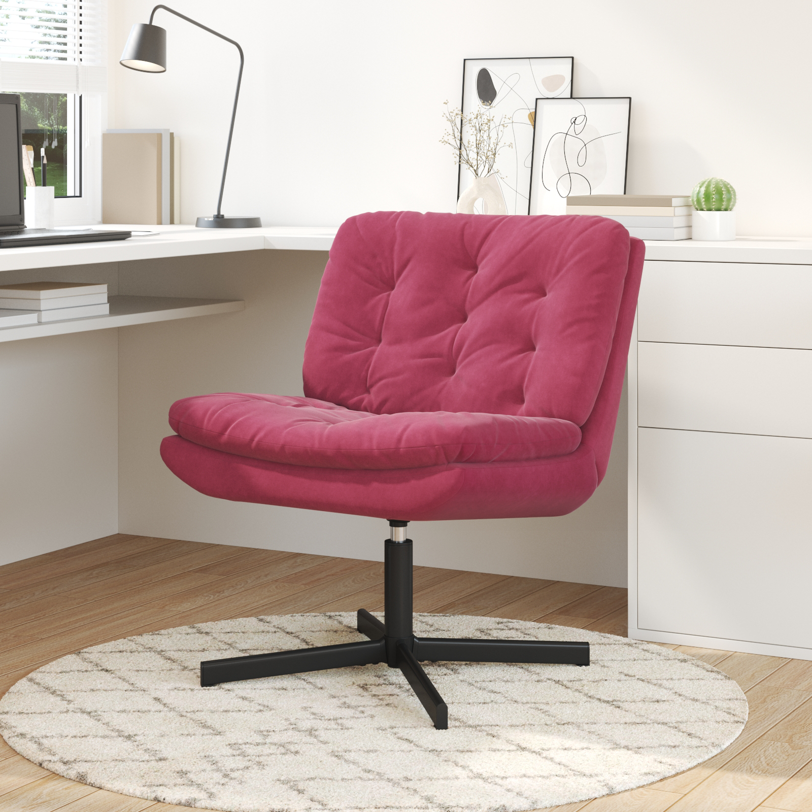 Scaun Relaxant Rotativ cu pernă Altele Manual bordo 63 x 75 x 76 cm Catifea GartenMobel Dekor