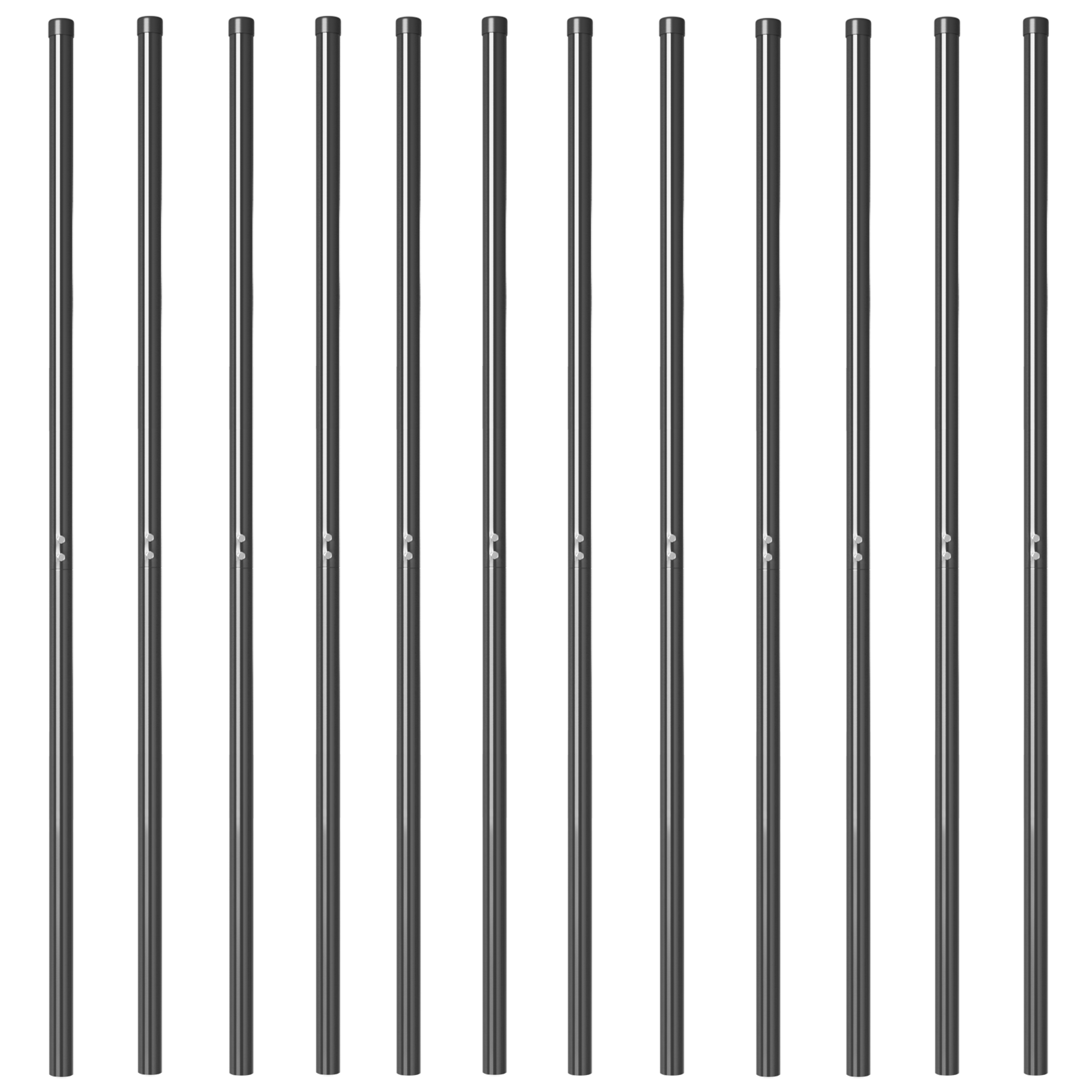 Stâlpi de Gard 12 pcs Gri 140 cm Oțel vopsit în pulbere GartenMobel Dekor