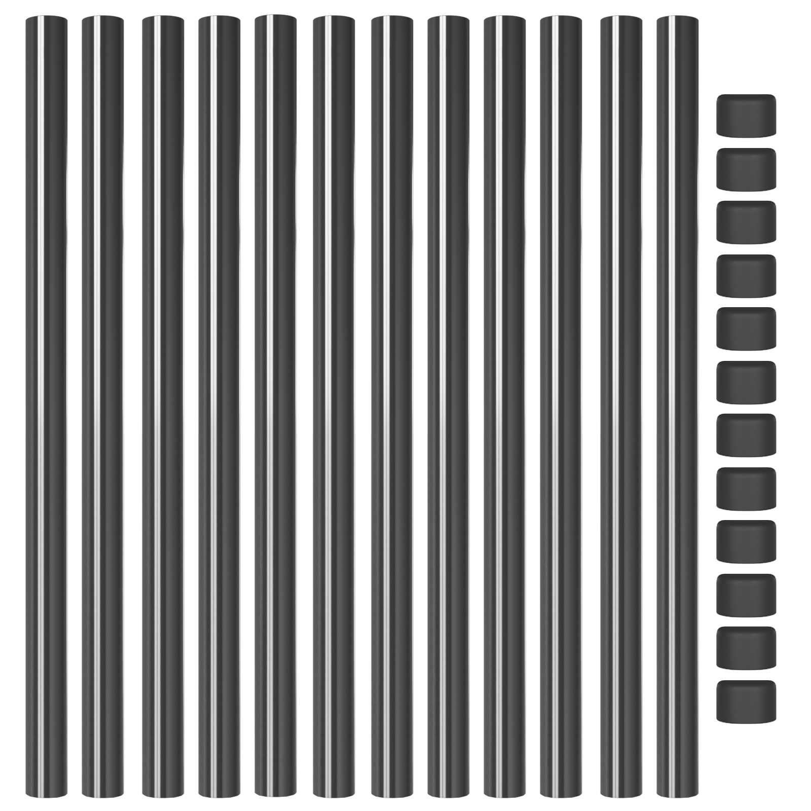 Stâlpi de Gard 12 pcs Gri 90 cm Oțel vopsit în pulbere GartenMobel Dekor