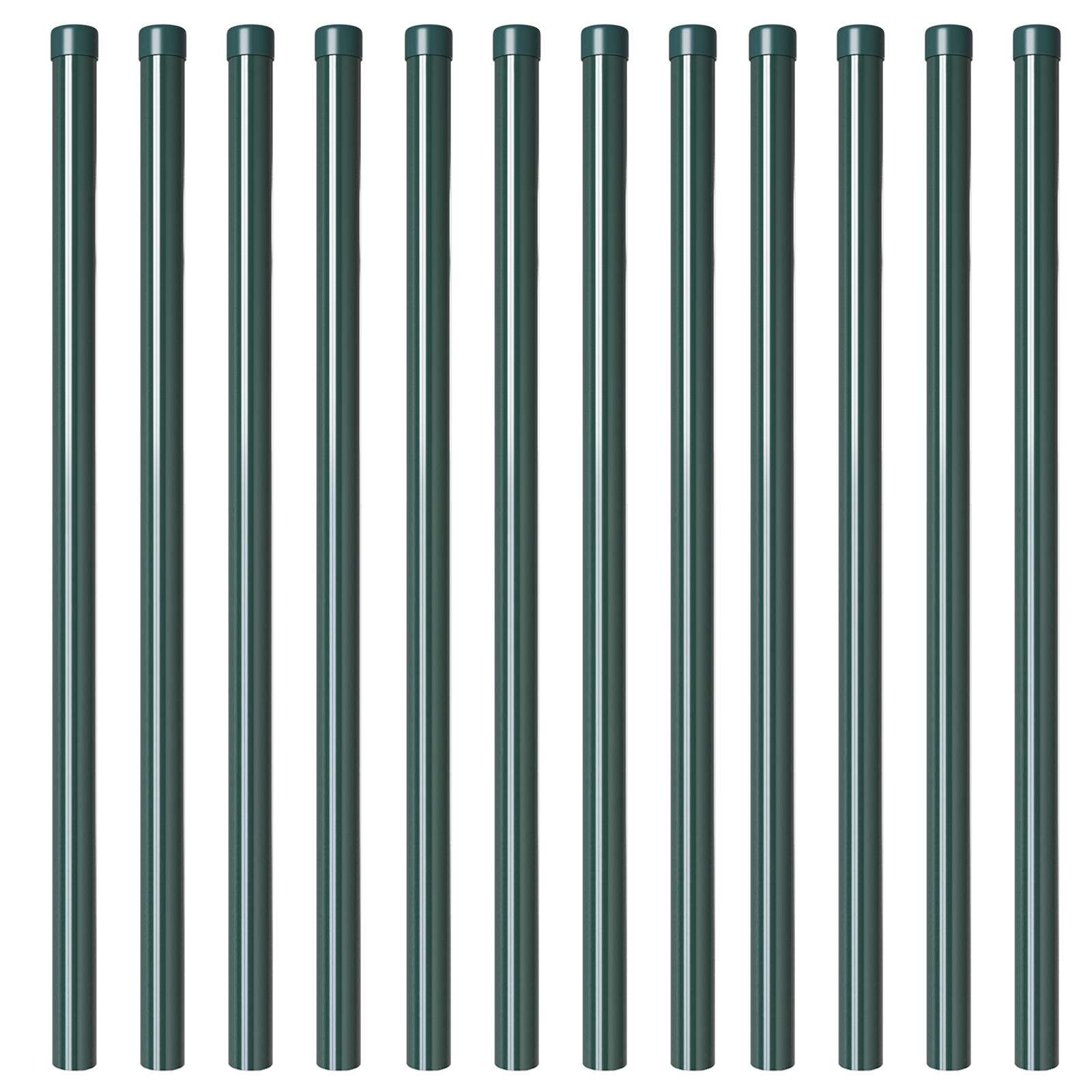 Stâlpi de Gard 12 pcs Verde 100 cm Oțel vopsit în pulbere GartenMobel Dekor