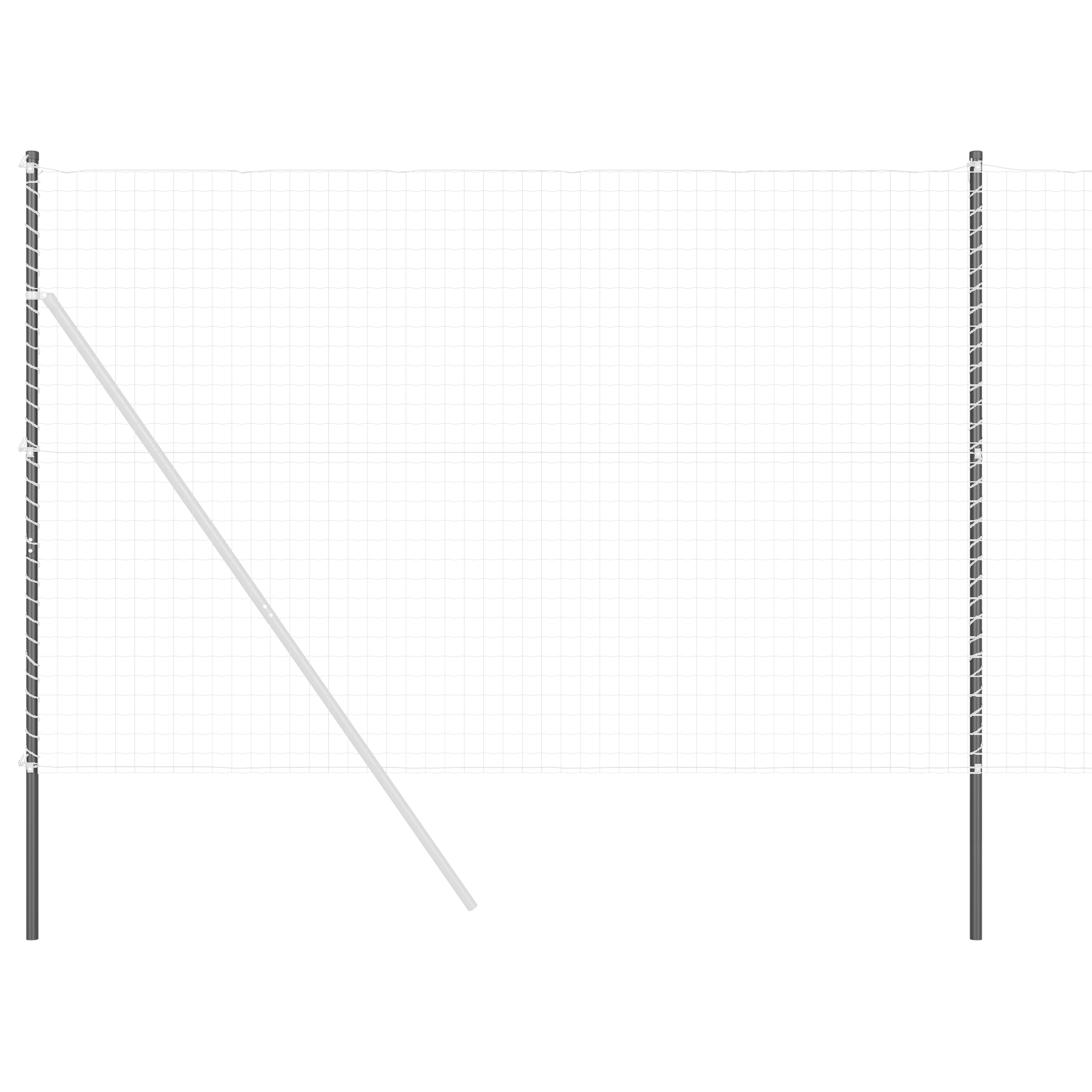 Stâlpi de Gard 2 pcs Gri 210 cm Oțel vopsit în pulbere GartenMobel Dekor