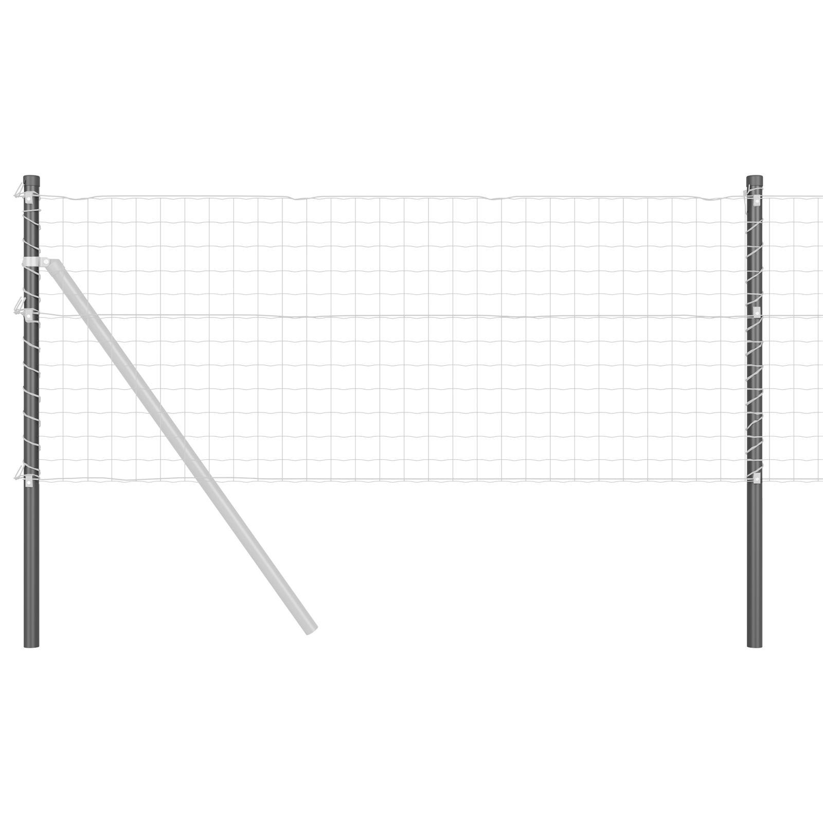 Stâlpi de Gard 2 pcs Gri 70 cm Oțel vopsit în pulbere GartenMobel Dekor