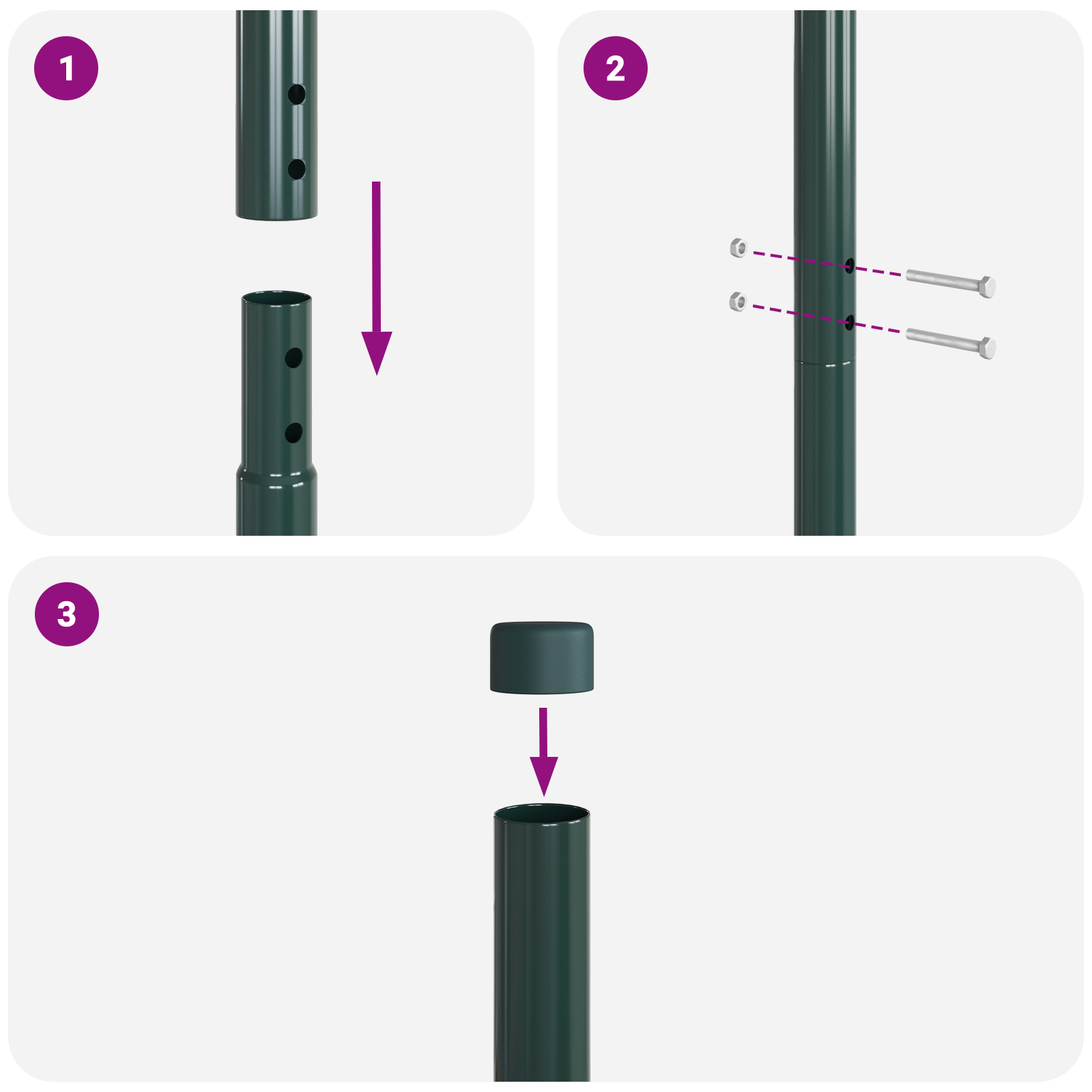 Stâlpi de Gard 2 pcs Verde 210 cm Oțel vopsit în pulbere GartenMobel Dekor