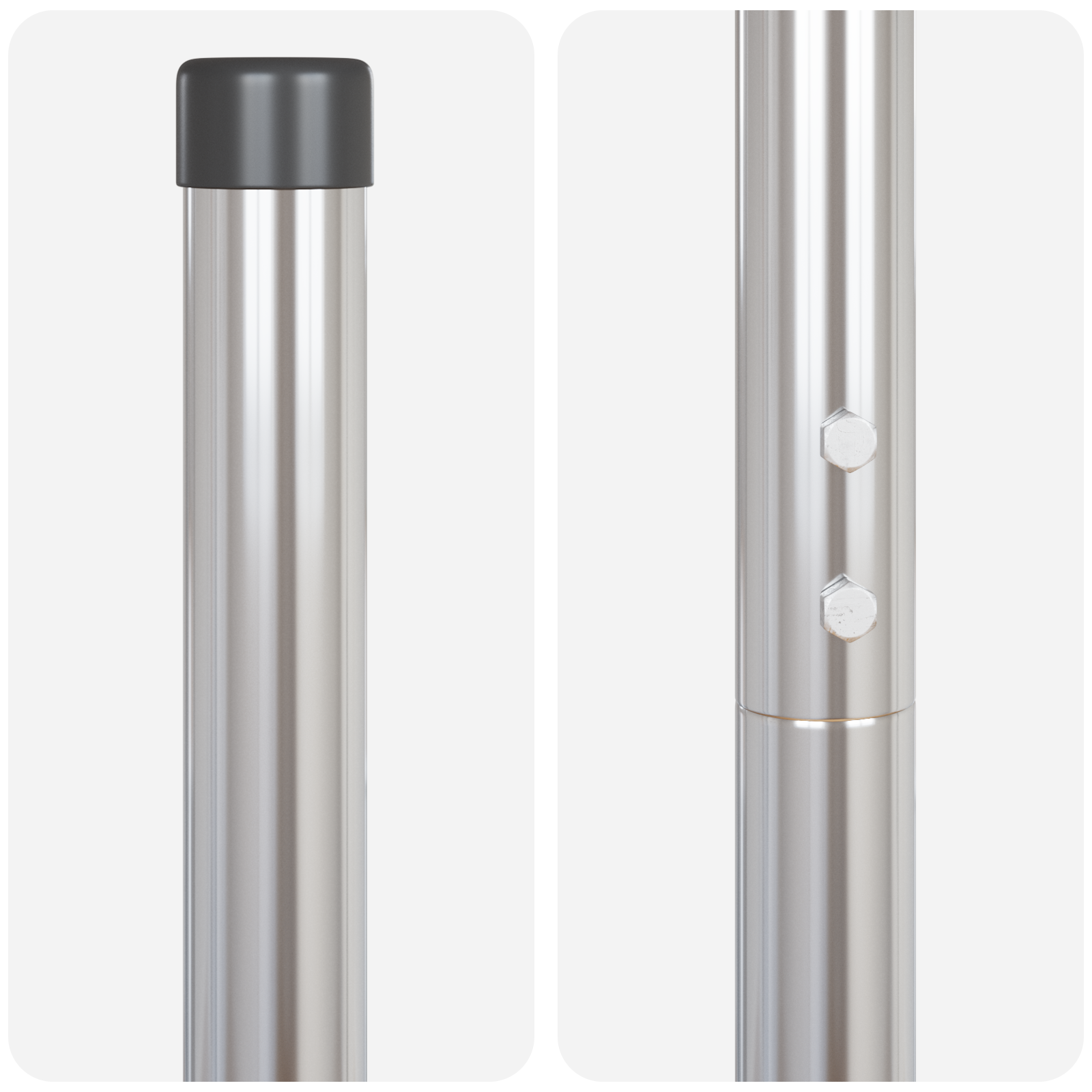 Stâlpi de Gard 2 pcs Argintiu 200 cm Oțel galvanizat GartenMobel Dekor