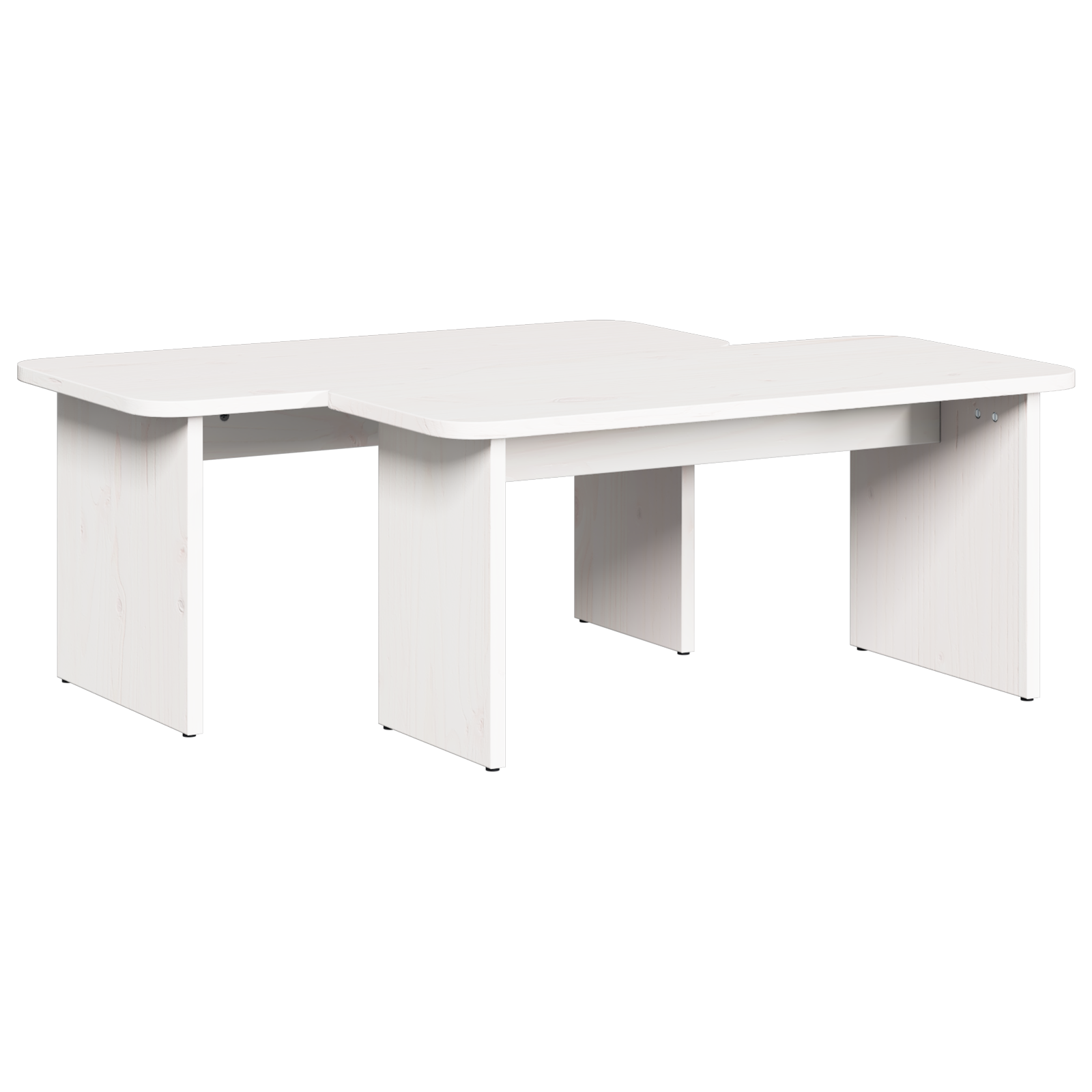 Masă de cafea 2 pcs Alb 100 x 69 x 35.5 cm Lemn de brad solid GartenMobel Dekor