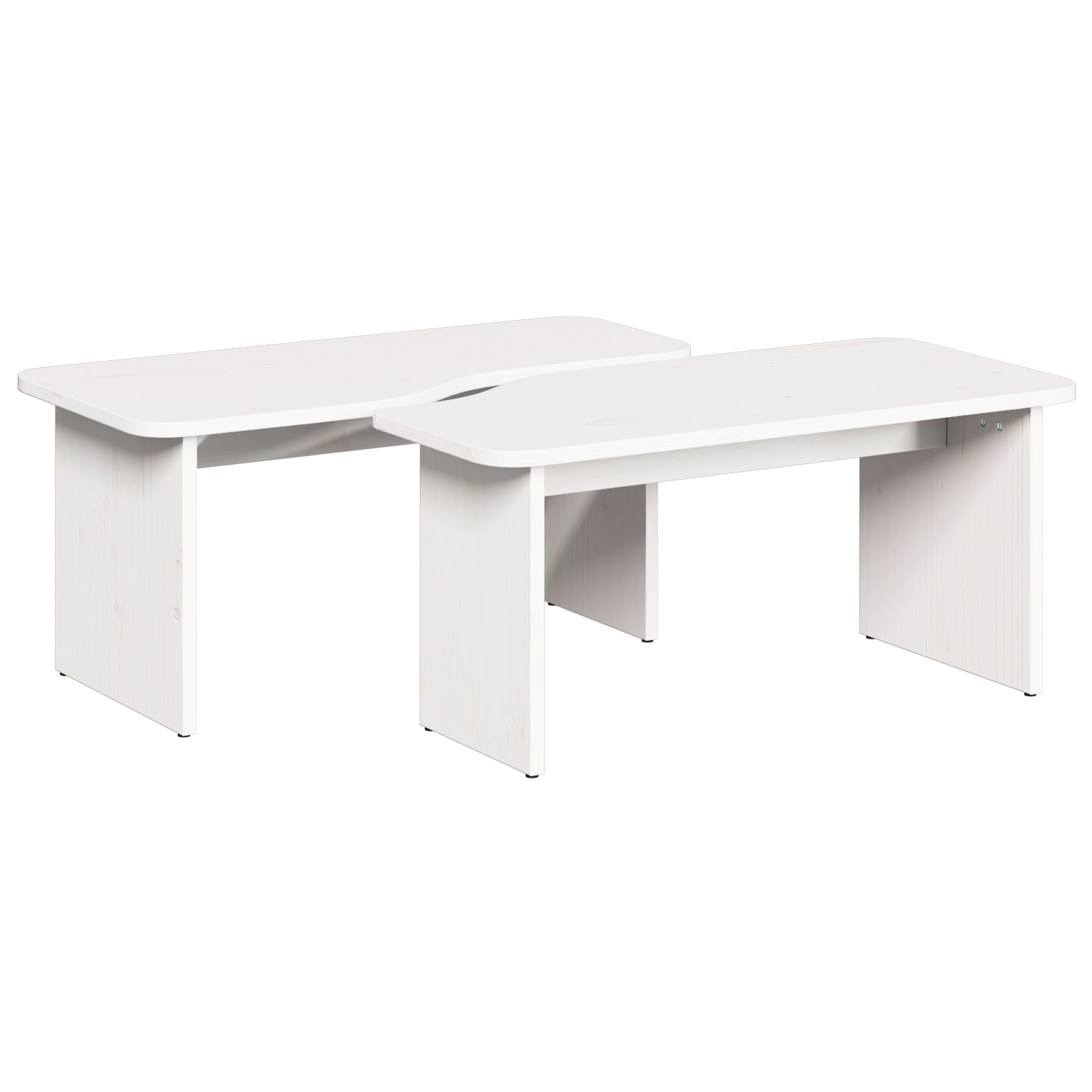 Masă de cafea 2 pcs Alb 100 x 69 x 35.5 cm Lemn de brad solid GartenMobel Dekor