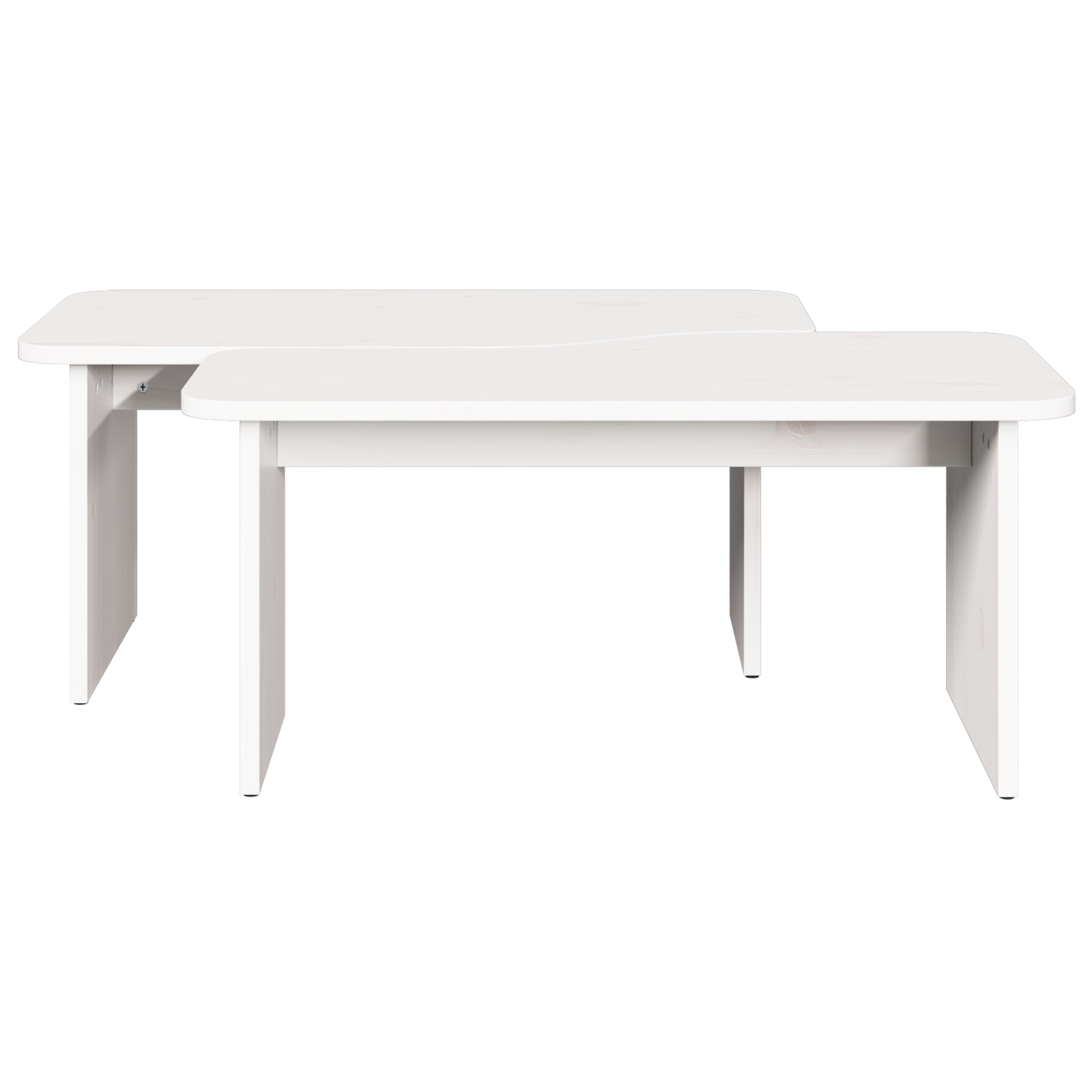 Masă de cafea 2 pcs Alb 100 x 69 x 35.5 cm Lemn de brad solid GartenMobel Dekor
