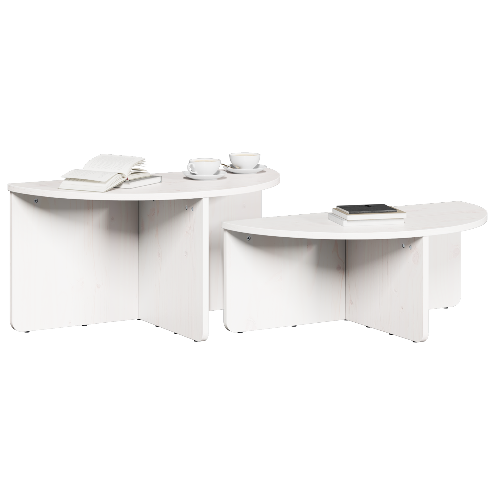 Masă de cafea 2 pcs Alb 79 x 39.5 x 40 cm Lemn de brad solid GartenMobel Dekor