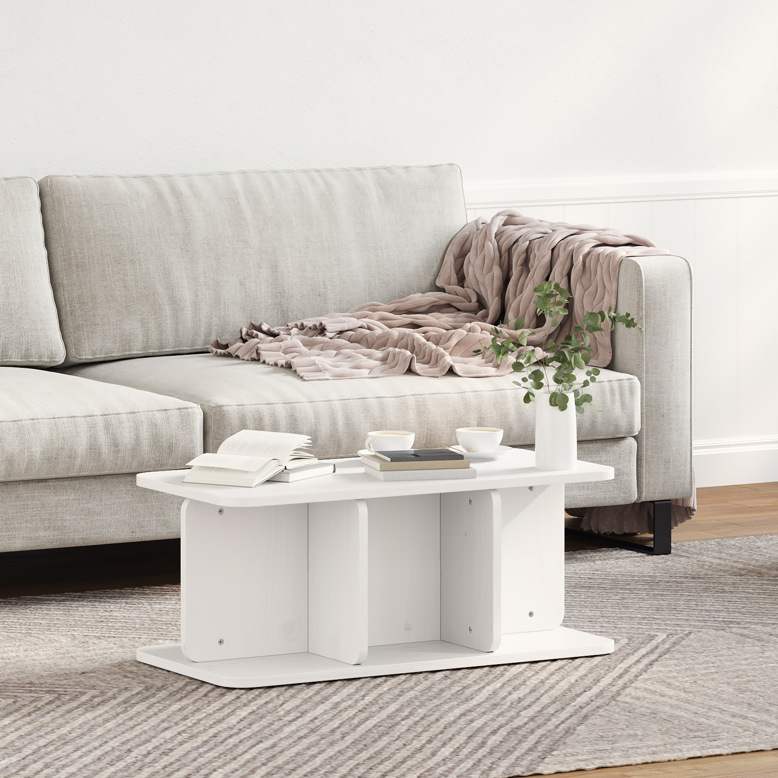 Masă de cafea Alb 80 x 39.5 x 33.5 cm Lemn de brad solid GartenMobel Dekor