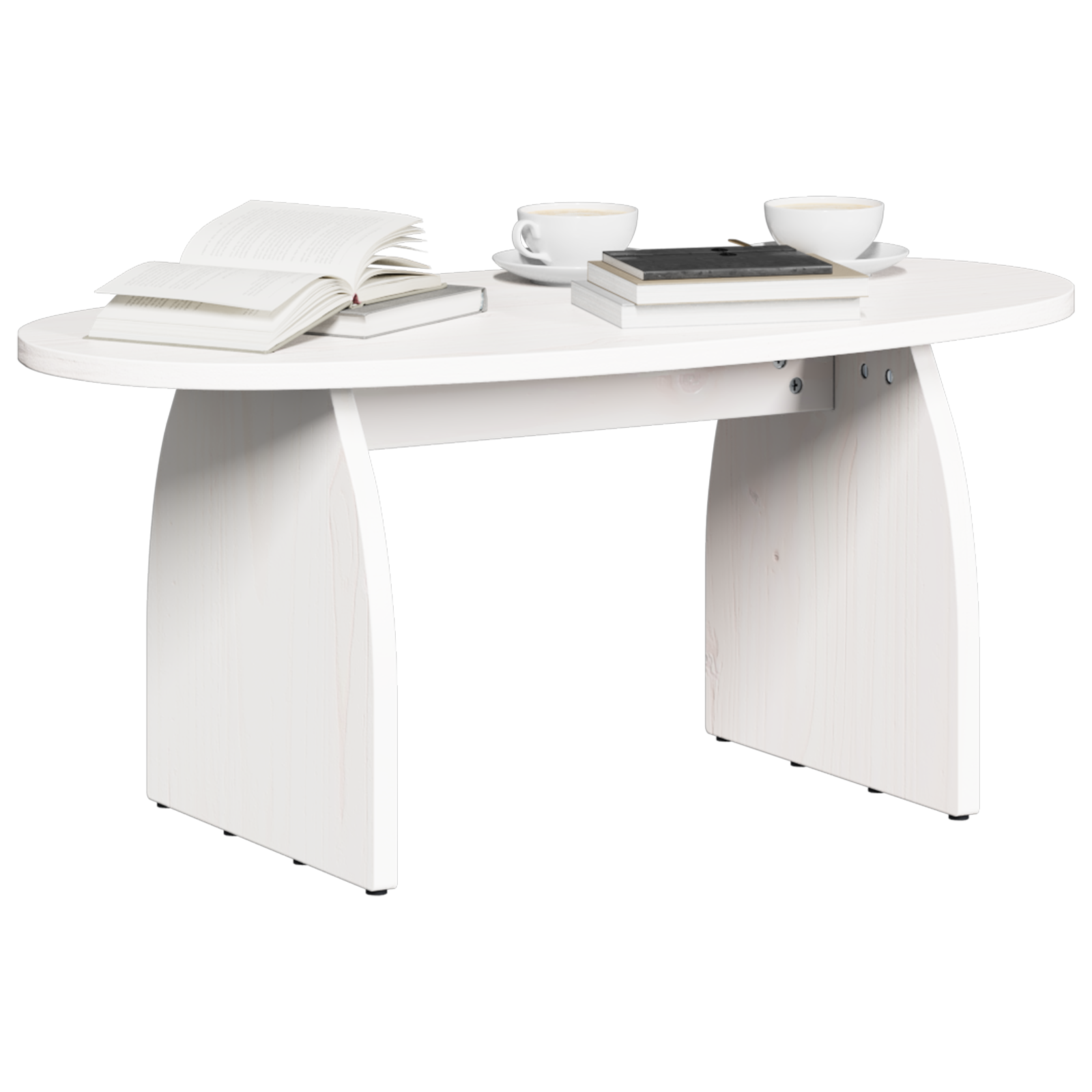 Masă de cafea Alb 80 x 40 x 35 cm Lemn de brad solid GartenMobel Dekor