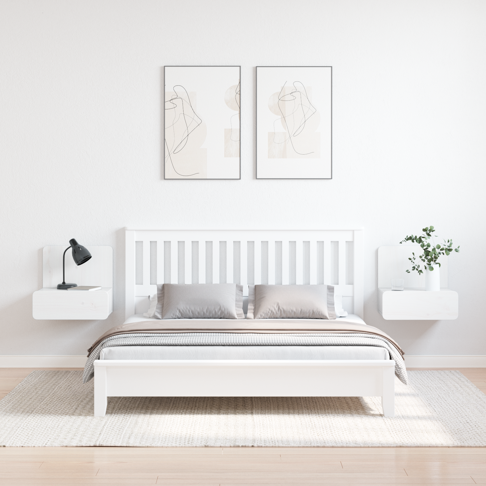 Noptieră Montată pe Perete 2 pcs Alb 44 x 32.5 x 40 cm GartenMobel Dekor