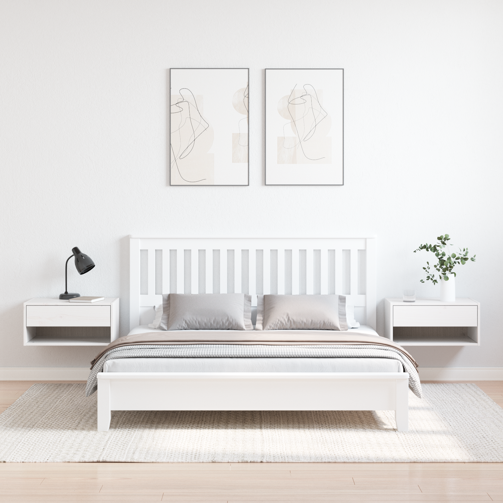 Noptieră Montată pe Perete 2 pcs Alb 50 x 32.5 x 24 cm GartenMobel Dekor