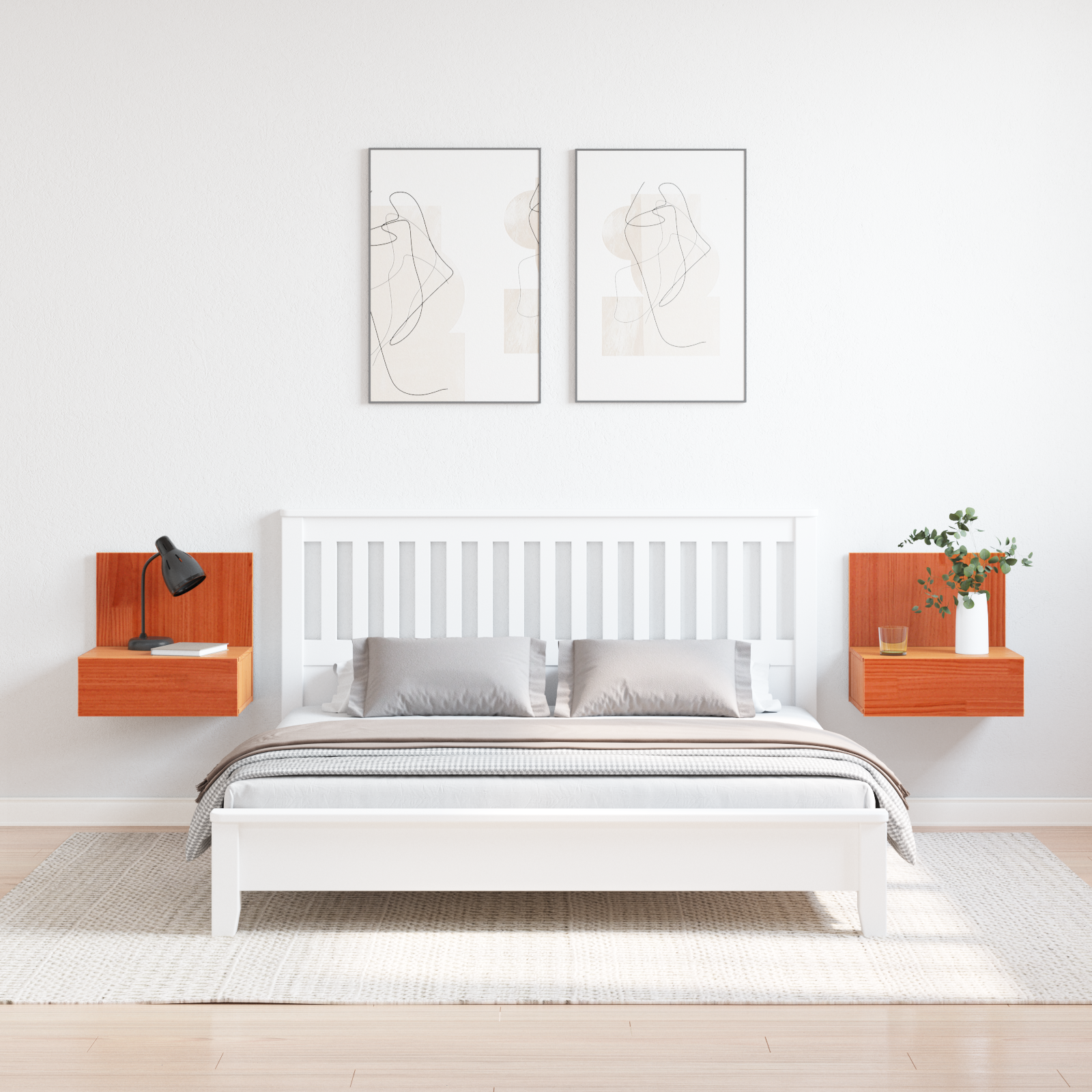 Noptieră Montată pe Perete 2 pcs Maro ceruit 42 x 32.5 x 40 cm GartenMobel Dekor