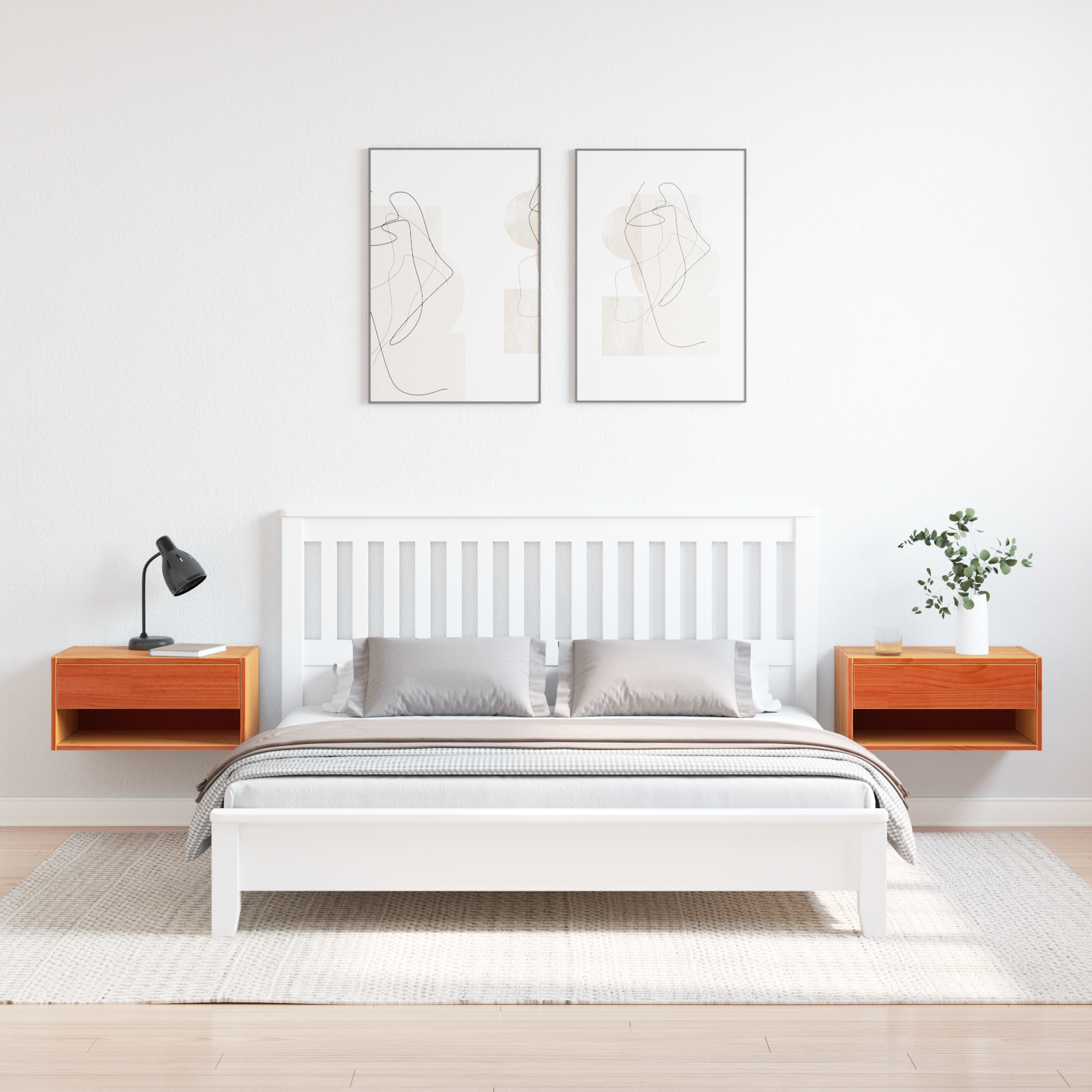 Noptieră Montată pe Perete 2 pcs Maro ceruit 50 x 32.5 x 24 cm GartenMobel Dekor