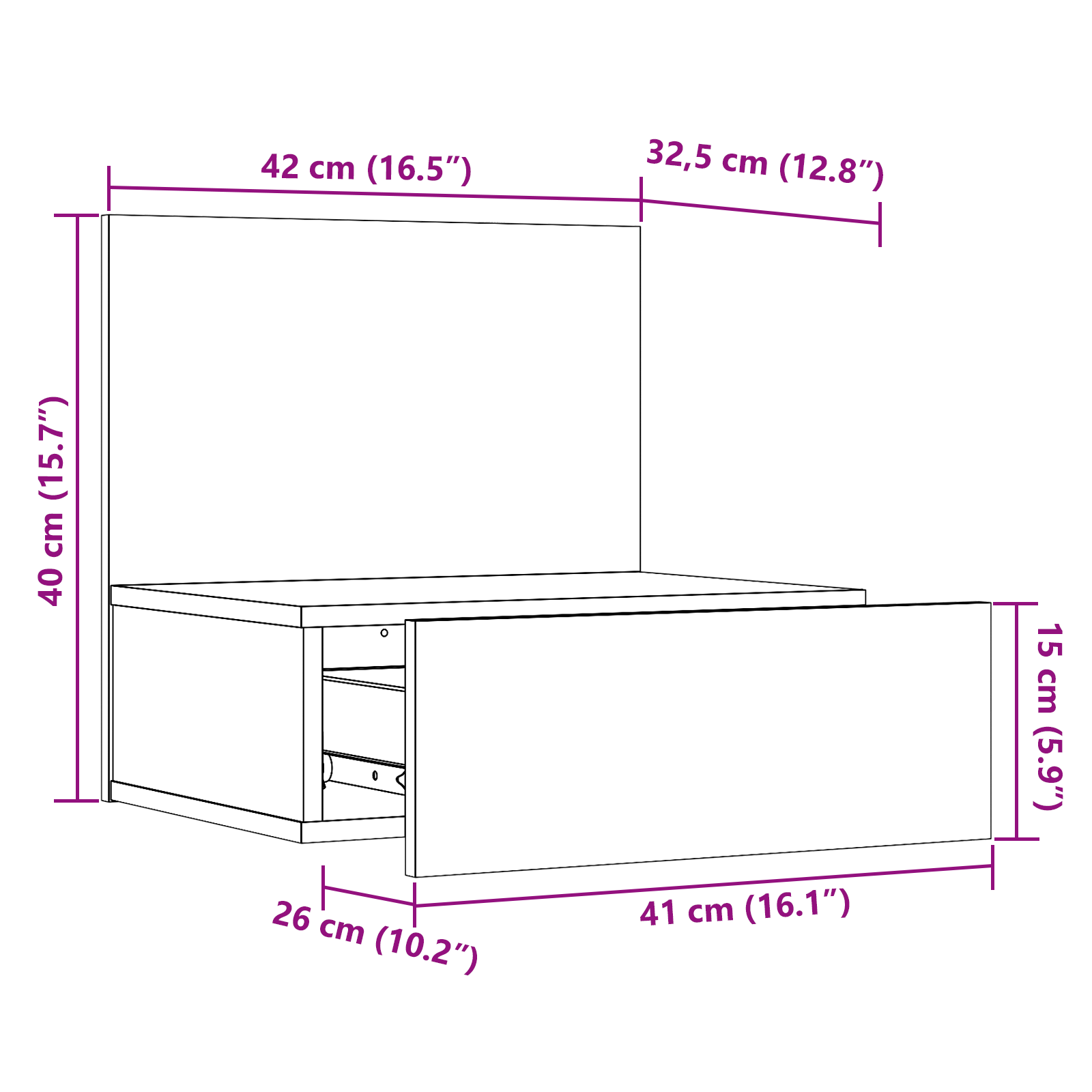 Noptieră Montată pe Perete Maro ceruit 42 x 32.5 x 40 cm GartenMobel Dekor