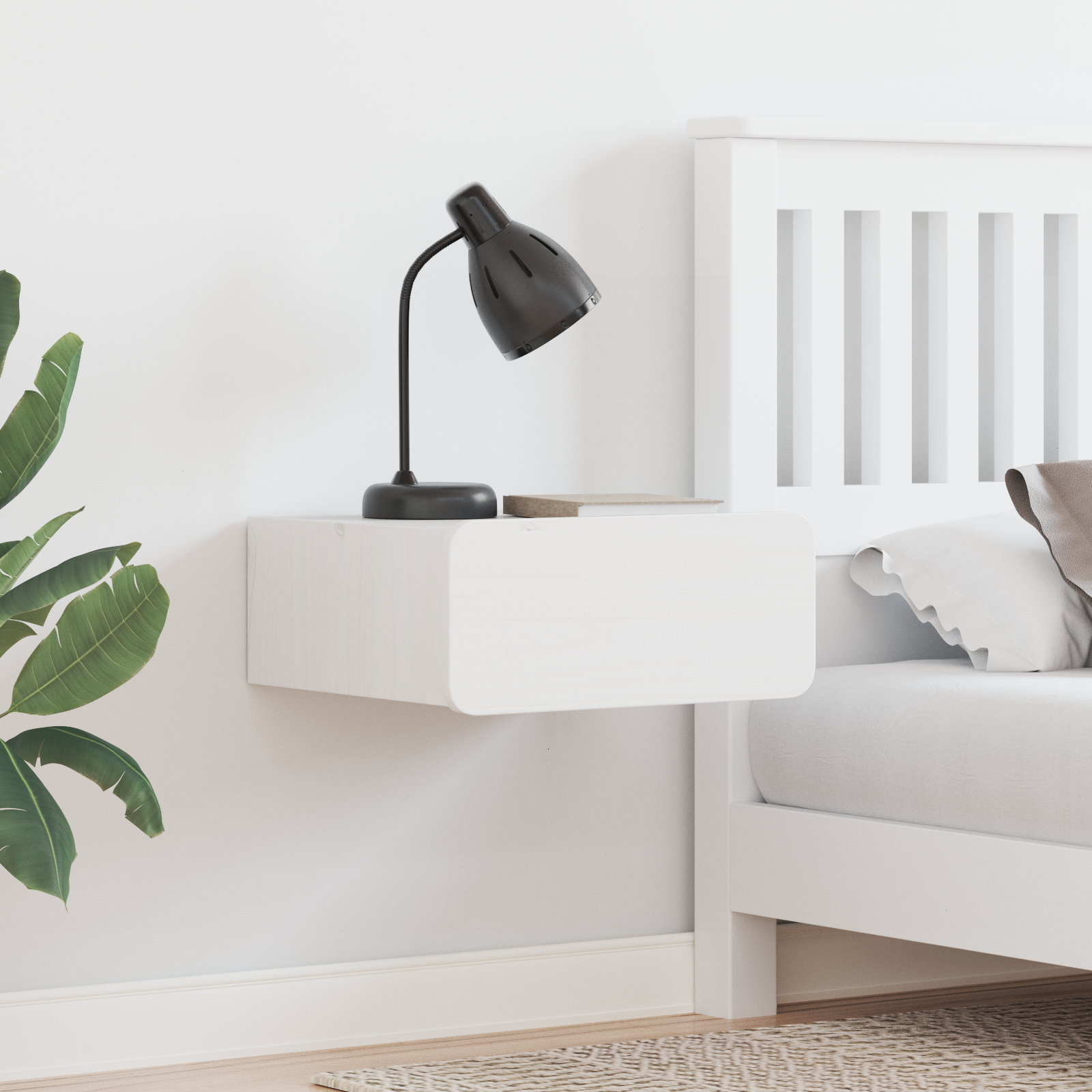 Noptieră Montată pe Perete cu sertar Pe perete Alb 39 x 34 x 16.5 cm GartenMobel Dekor