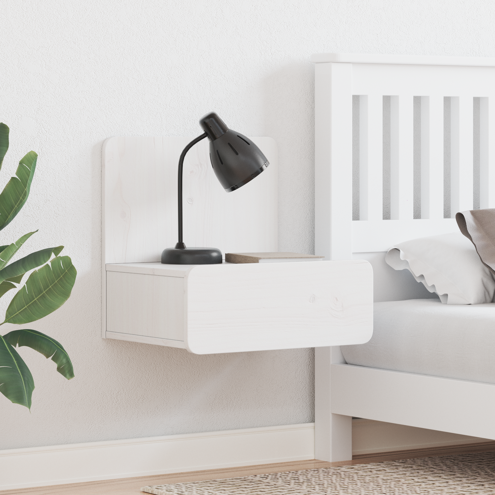 Noptieră Montată pe Perete cu sertar Pe perete Alb 44 x 32.5 x 40 cm GartenMobel Dekor