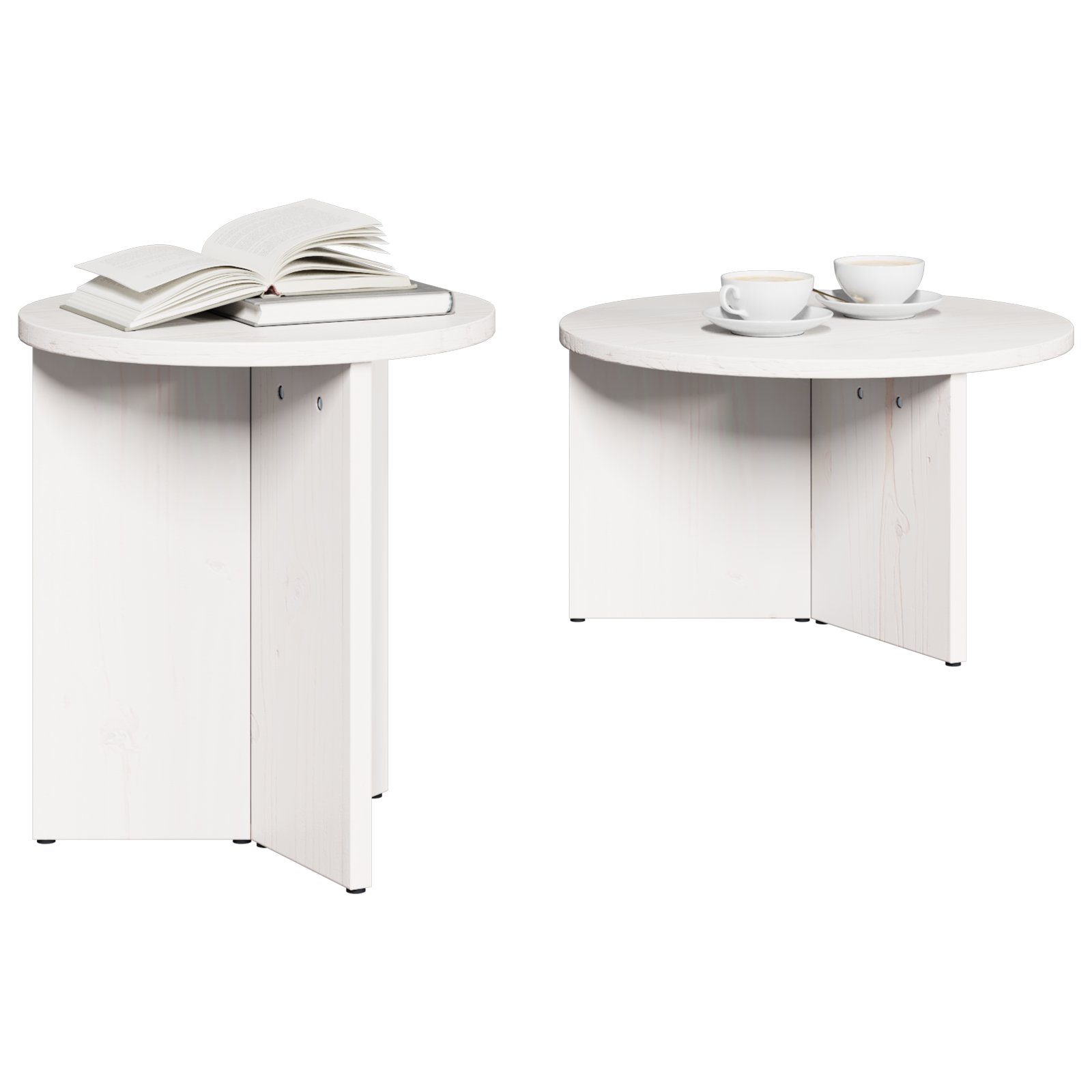 Set de măsuțe de cafea 2 pcs Alb 49 x 49 x 28 cm GartenMobel Dekor