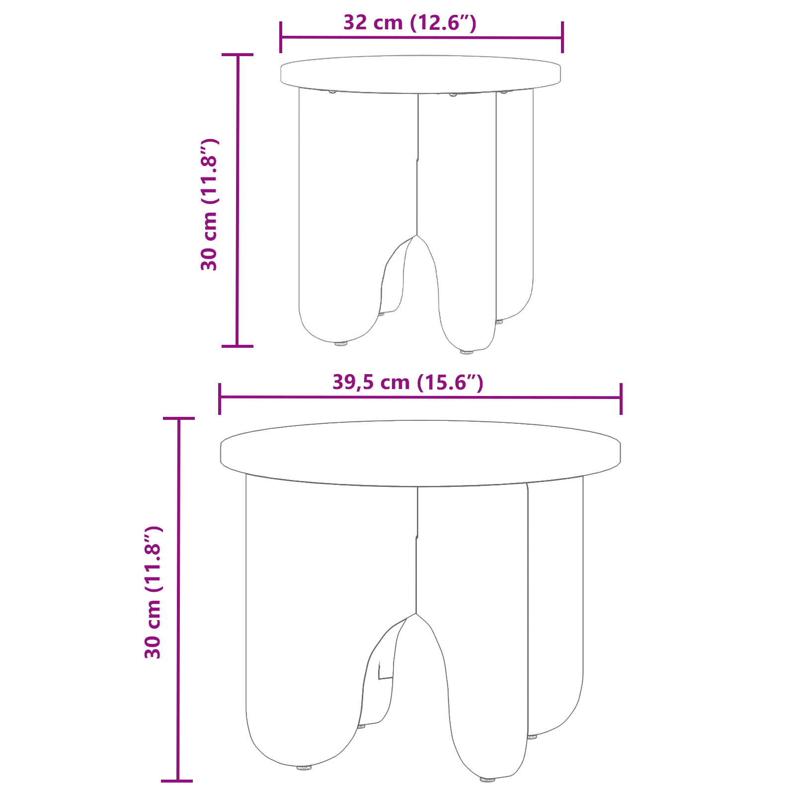 Set de măsuțe de cafea 2 pcs natural 39.5 x 39.5 x 30 cm GartenMobel Dekor