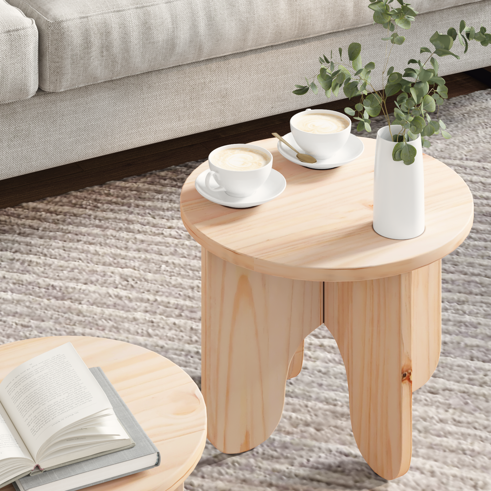 Set de măsuțe de cafea 2 pcs natural 39.5 x 39.5 x 30 cm GartenMobel Dekor