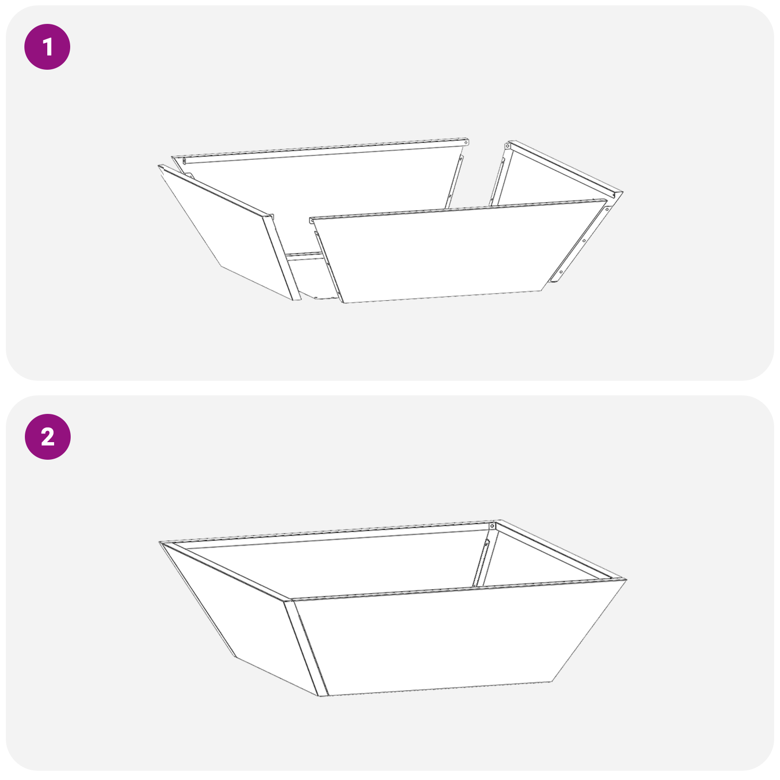 Ghiveci din plastic 5 pcs Alb 50 x 50 x 15 cm Oțel GartenMobel Dekor