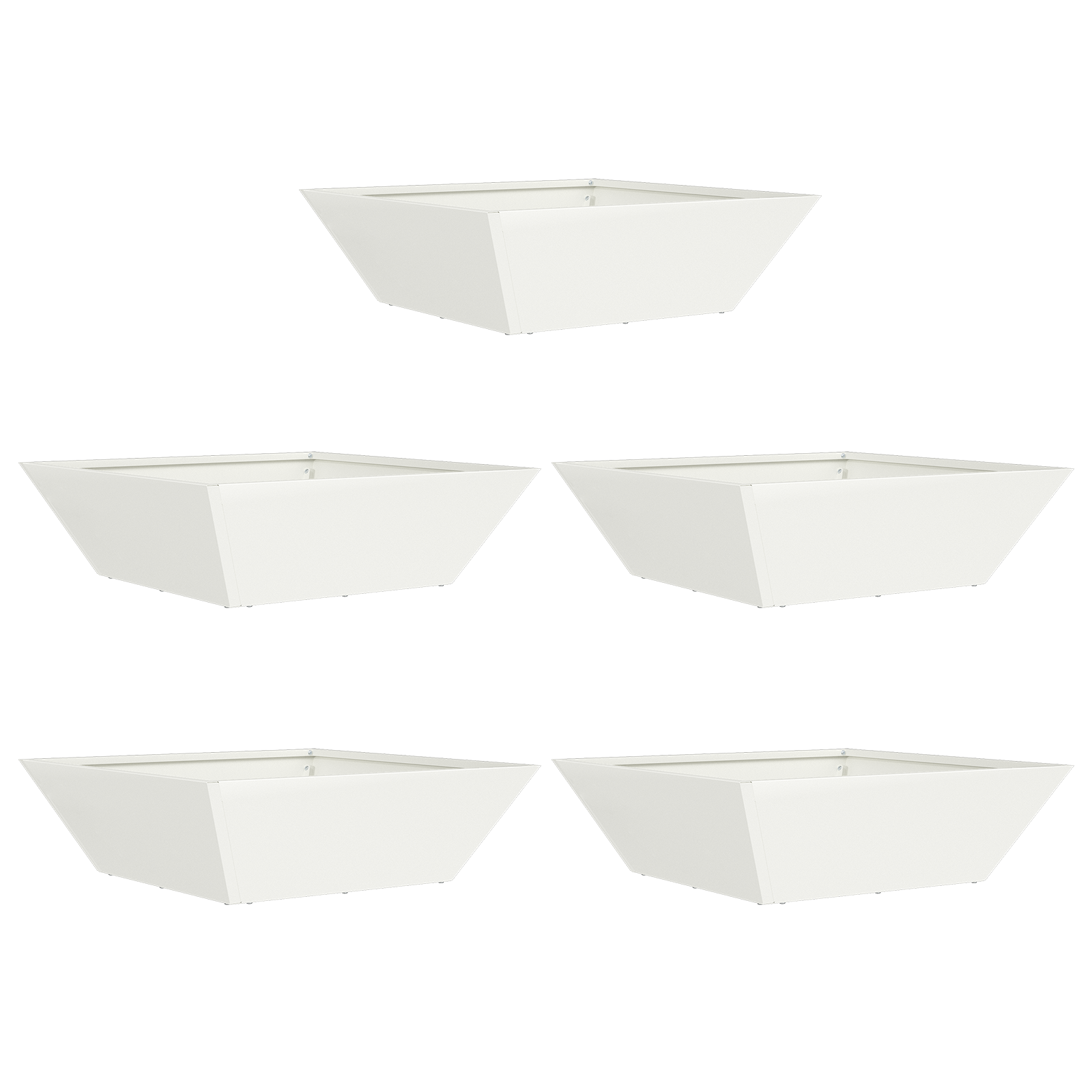 Ghiveci din plastic 5 pcs Alb 50 x 50 x 15 cm Oțel GartenMobel Dekor