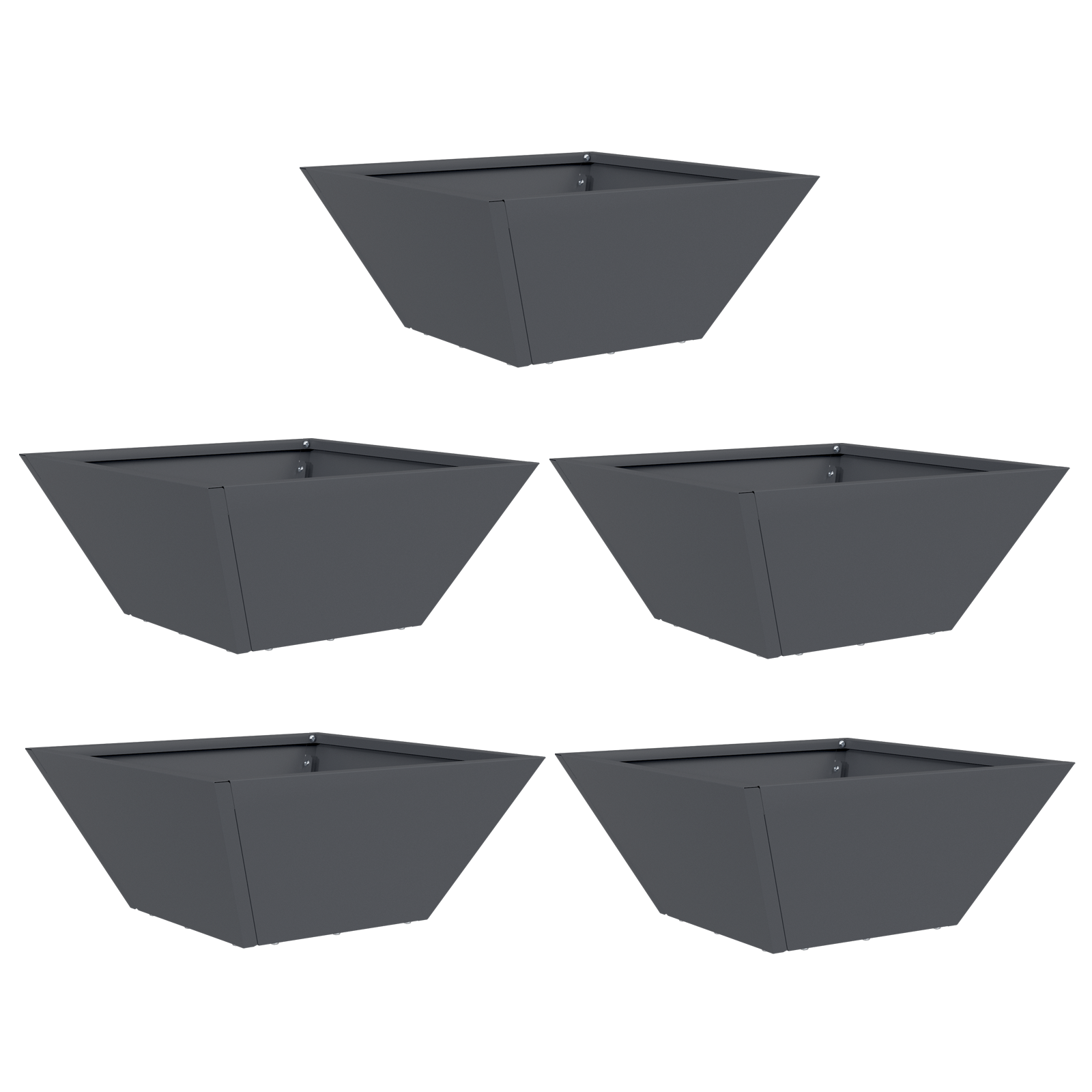 Ghiveci din plastic 5 pcs Antracit 35 x 35 x 15 cm Oțel GartenMobel Dekor