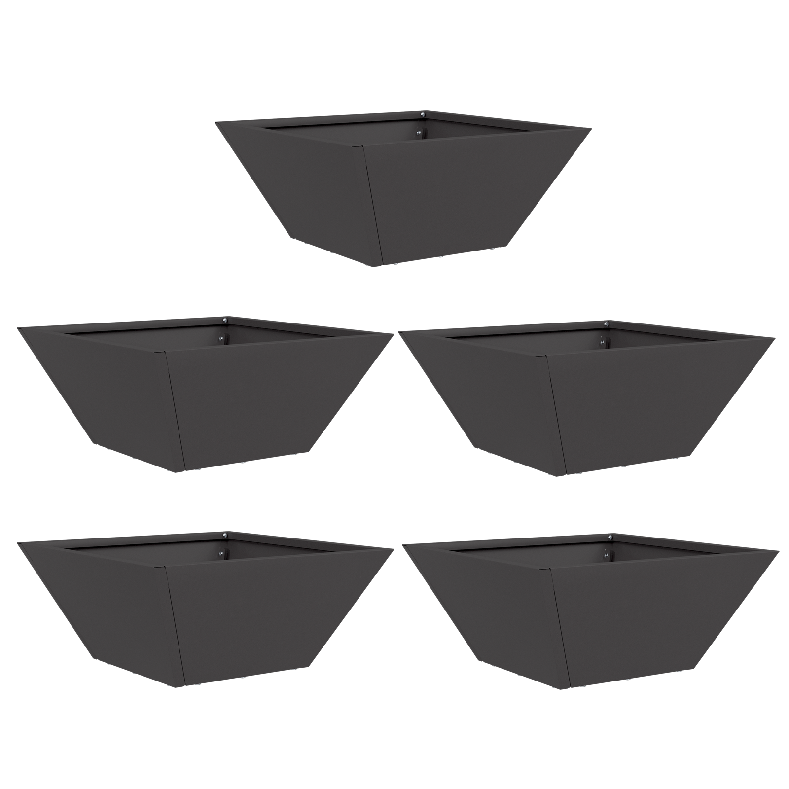 Ghiveci din plastic 5 pcs Negru 35 x 35 x 15 cm Oțel GartenMobel Dekor
