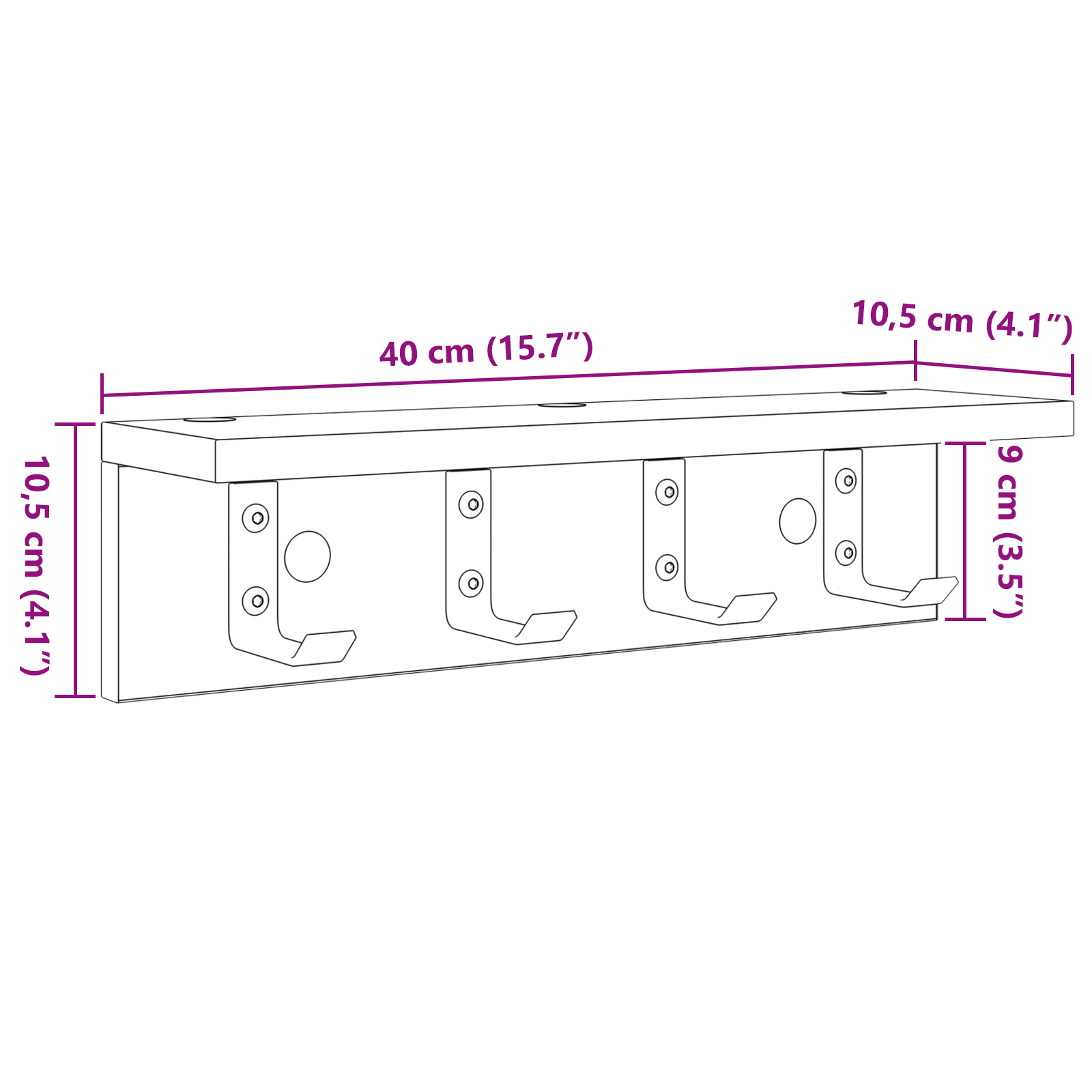 Răcător de paltoane montat pe perete Alb 40 x 10.5 x 10.5 cm GartenMobel Dekor