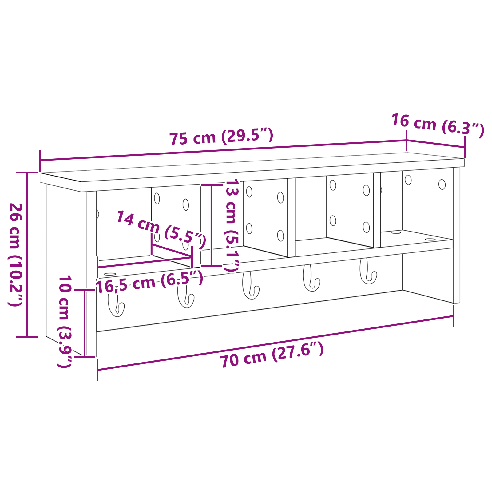 Răcător de paltoane montat pe perete Alb 75 x 16 x 26 cm GartenMobel Dekor