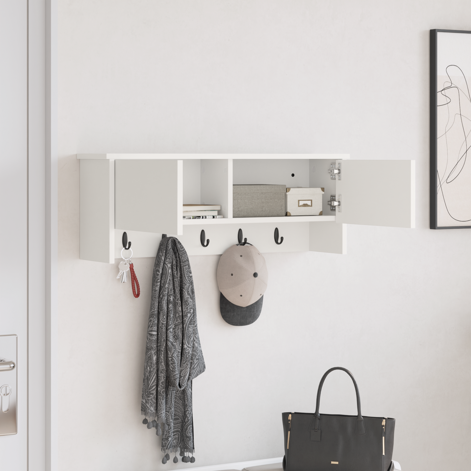 Răcător de paltoane montat pe perete Alb 80 x 20 x 30 cm GartenMobel Dekor