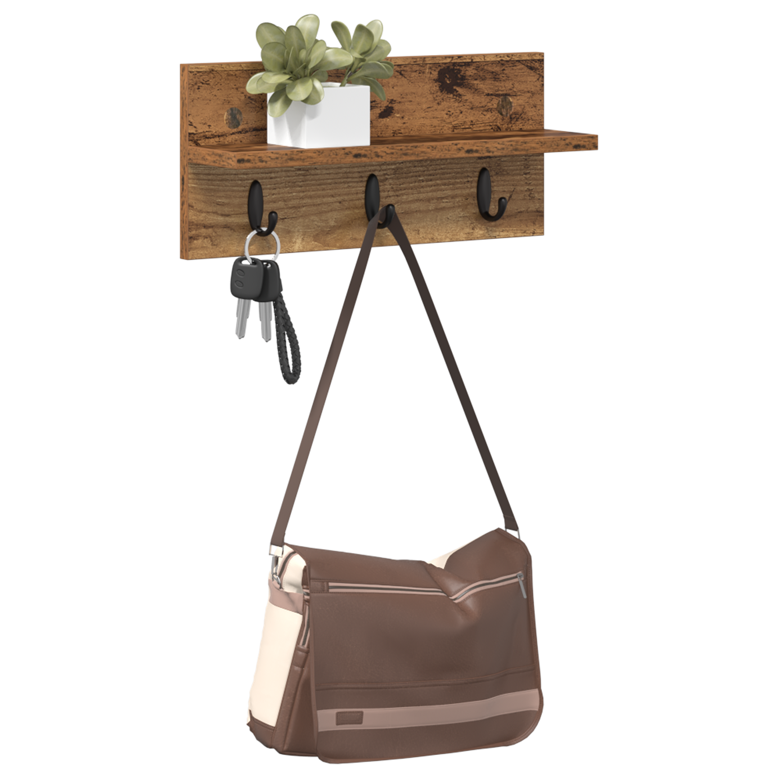 Răcător de paltoane montat pe perete cu raft Pe perete Lemn vechi GartenMobel Dekor