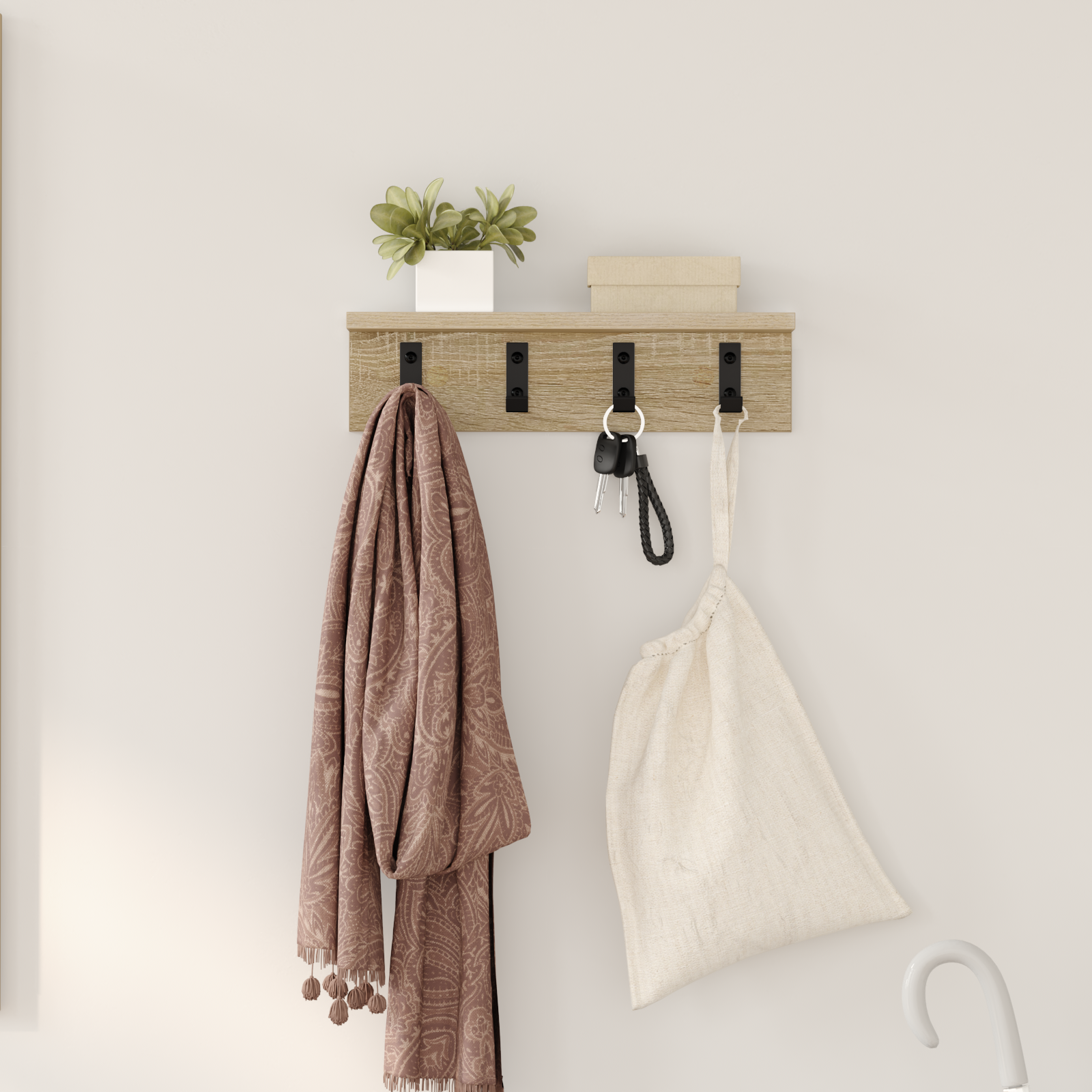 Răcător de paltoane montat pe perete cu raft Pe perete Stejar sonoma GartenMobel Dekor