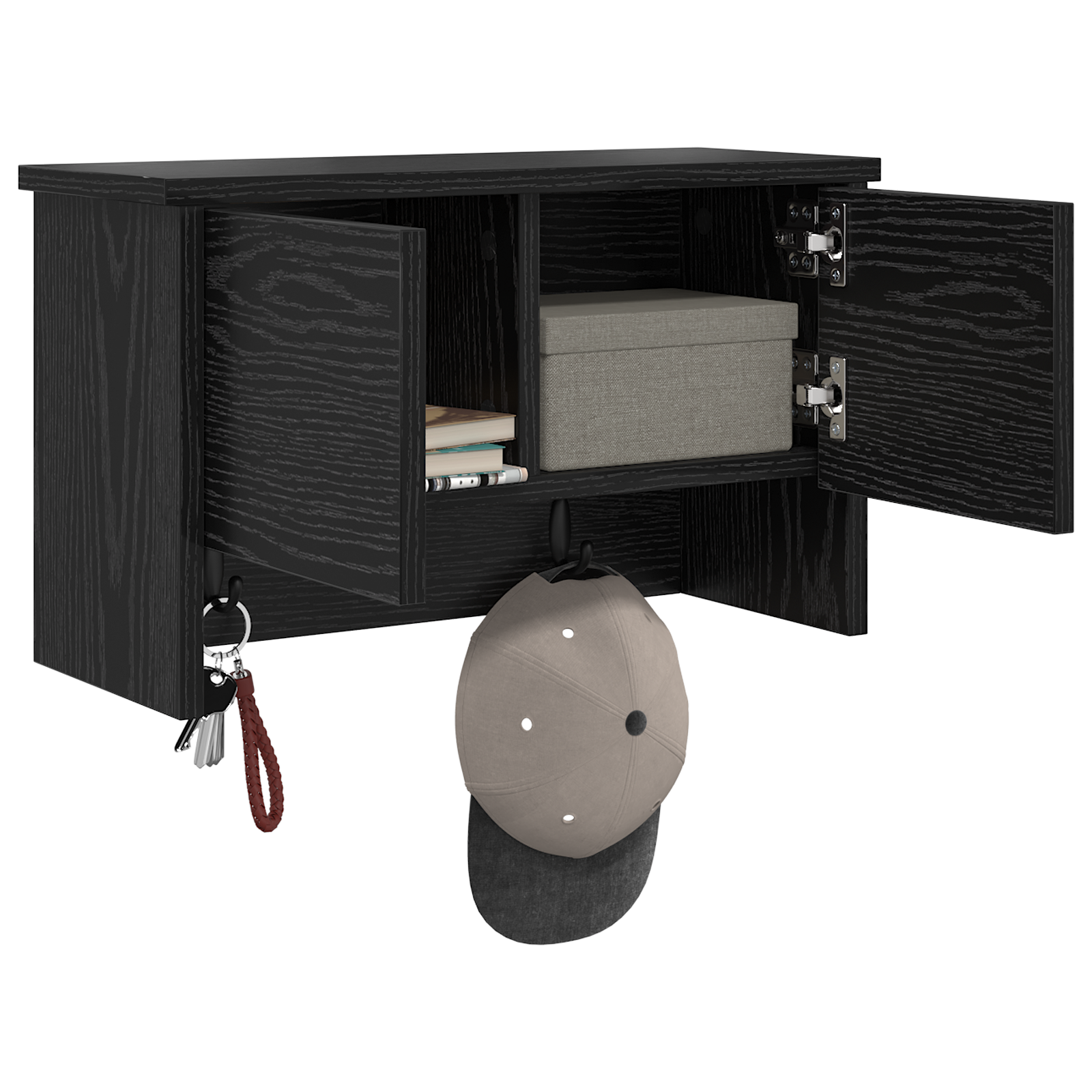 Răcător de paltoane montat pe perete cu raft Pe perete cu depozitare cu ușă Stejar negru GartenMobel Dekor