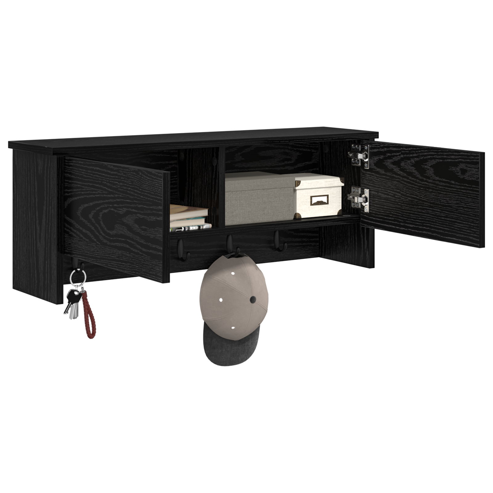 Răcător de paltoane montat pe perete cu raft Pe perete cu depozitare cu ușă Stejar negru GartenMobel Dekor