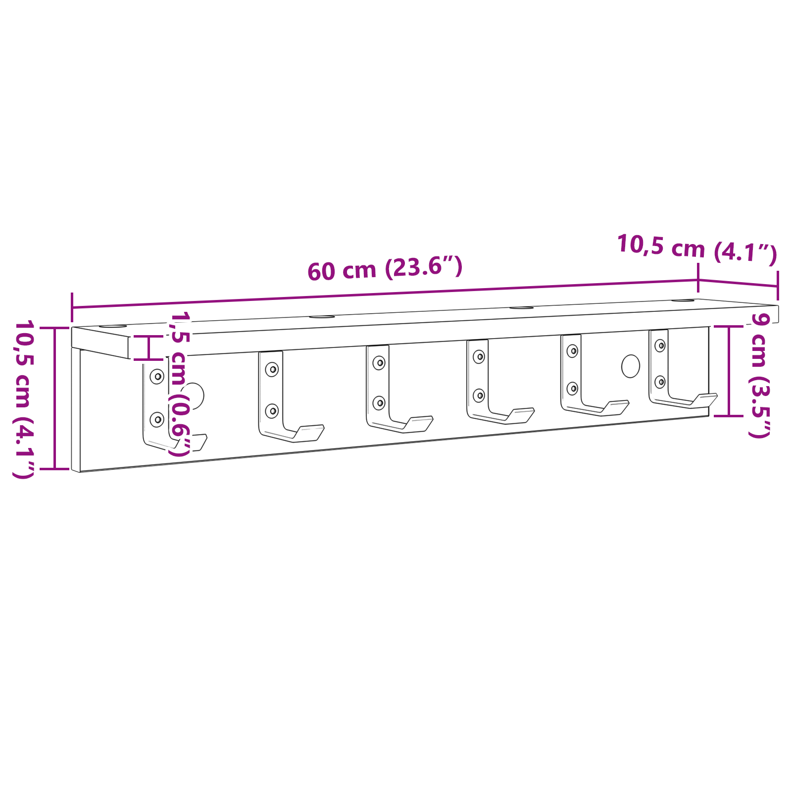 Răcător de paltoane montat pe perete cu raft Pe perete sonoma gri GartenMobel Dekor