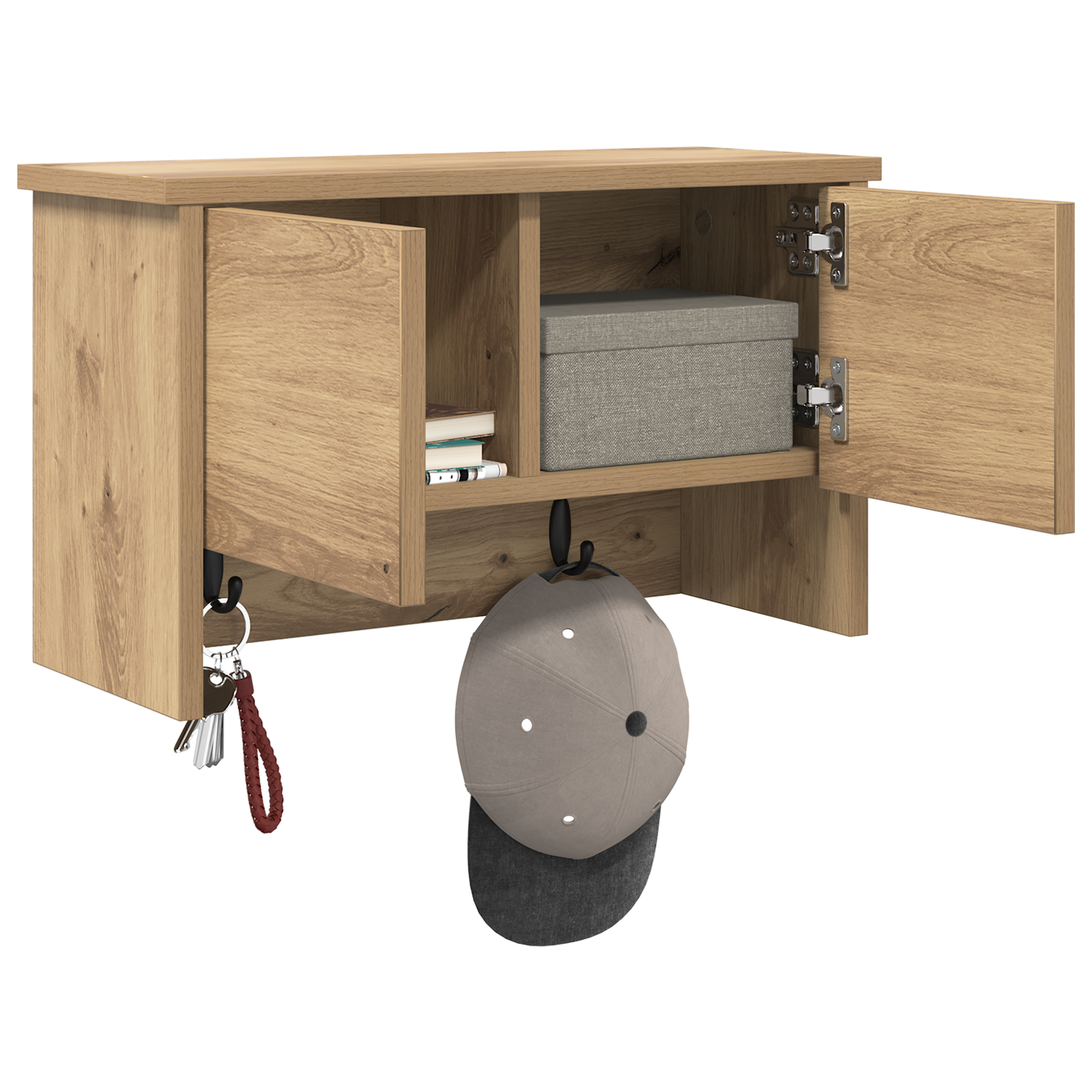 Răcător de paltoane montat pe perete cu raft Pe perete stejar artizanal GartenMobel Dekor