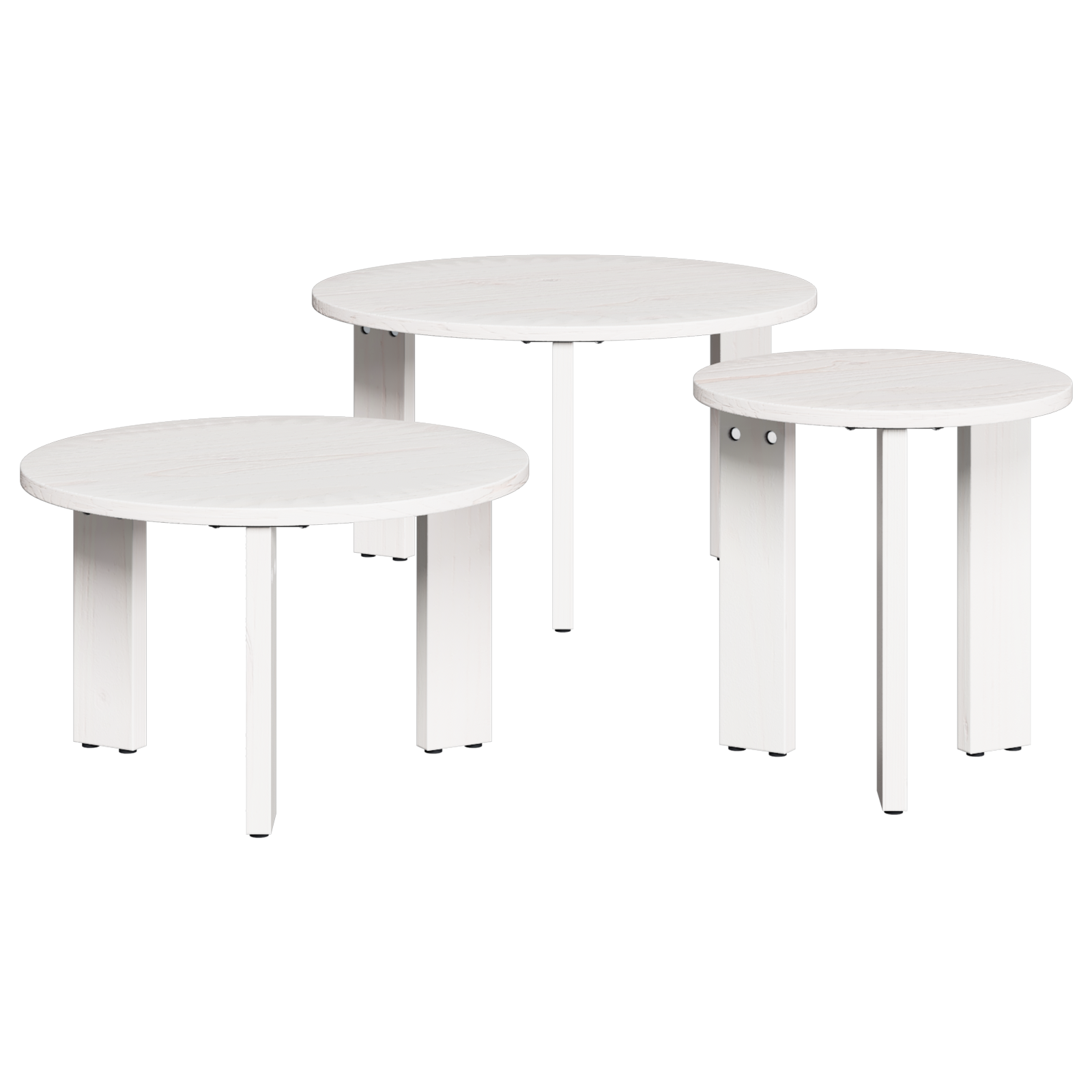 Set de măsuțe de cafea 3 pcs Alb 47.5 x 47.5 x 27 cm GartenMobel Dekor